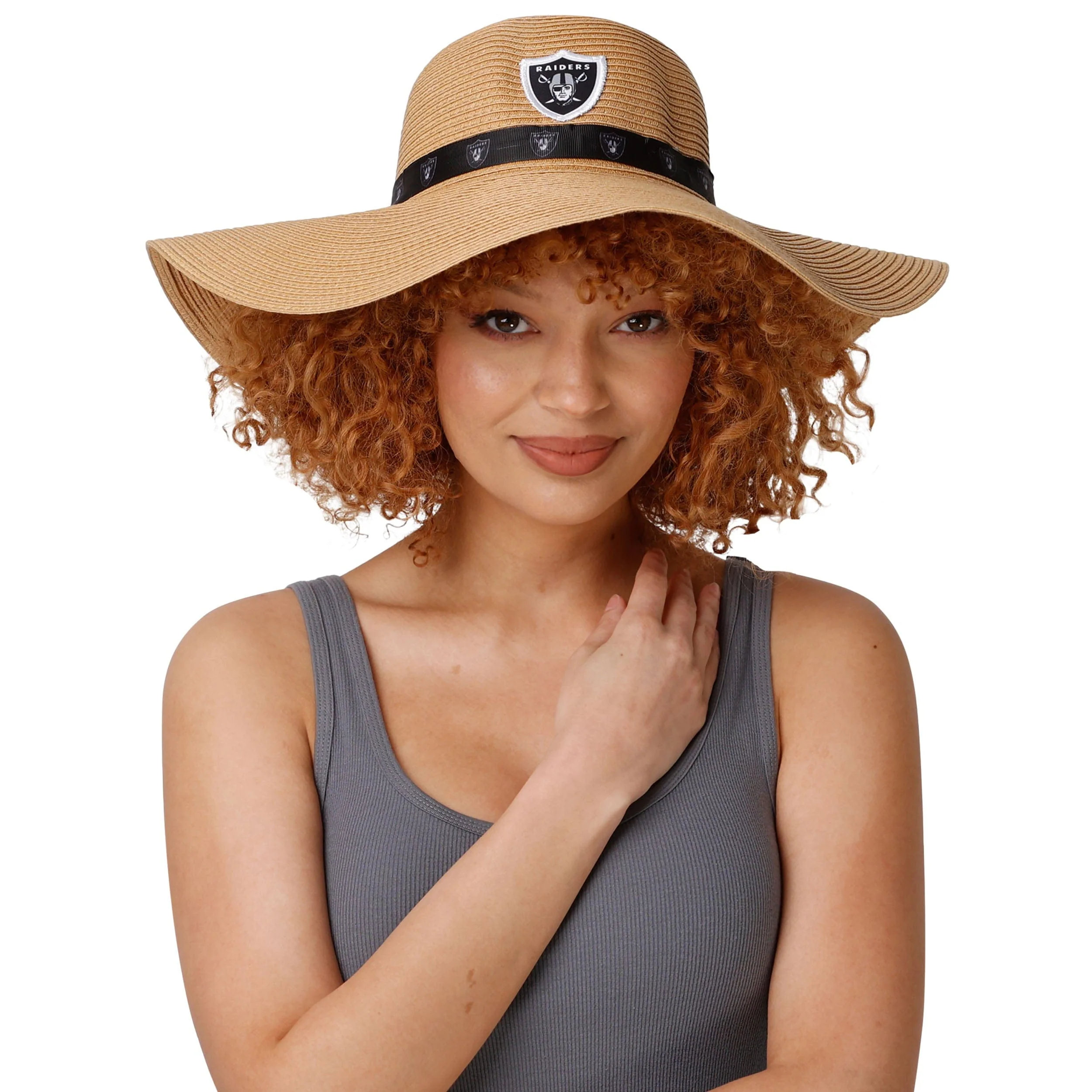 Las Vegas Raiders NFL Womens Wordmark Beach Straw Hat - Image 3