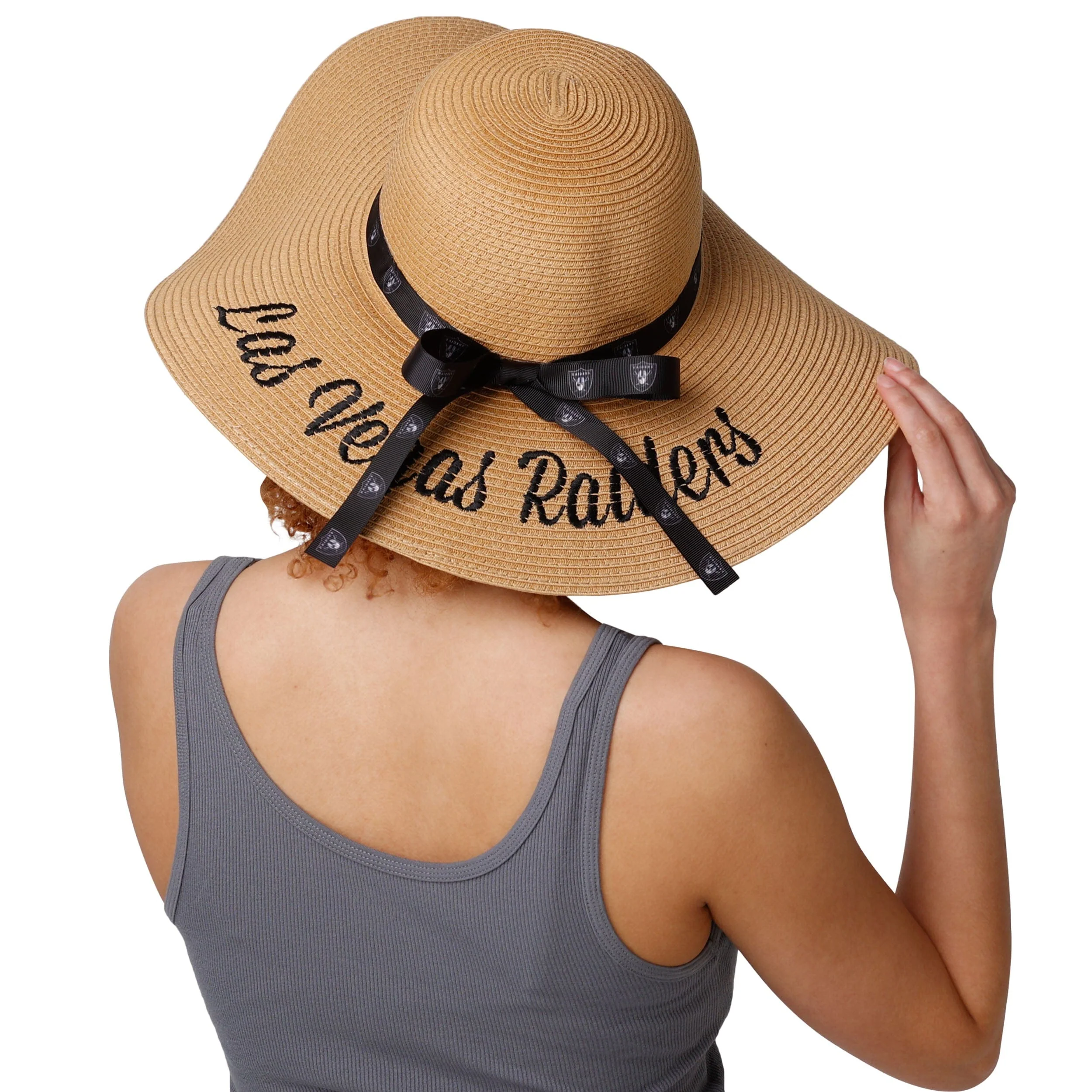 Las Vegas Raiders NFL Womens Wordmark Beach Straw Hat - Image 4