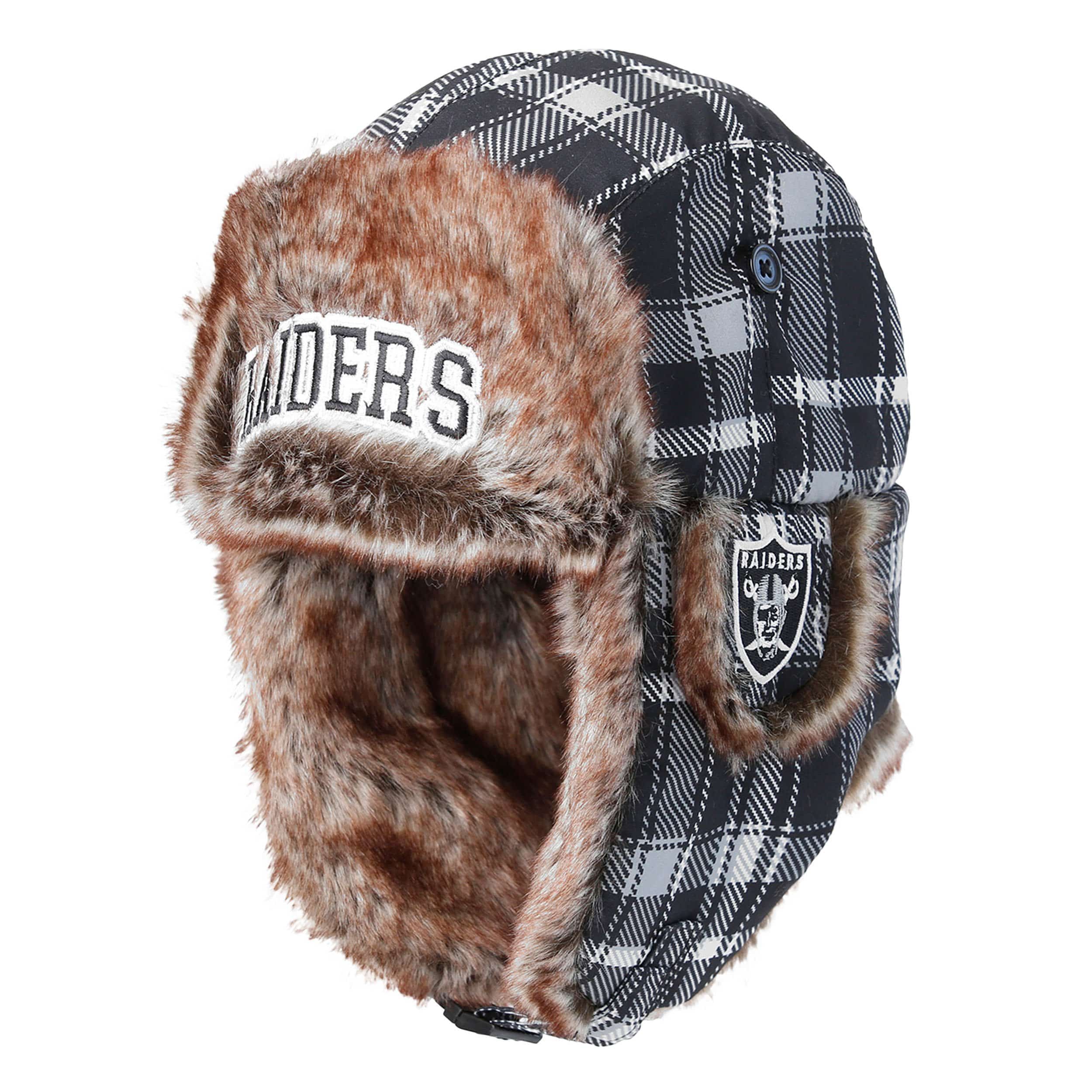 Las Vegas Raiders NFL Wordmark Flannel Trapper Hat