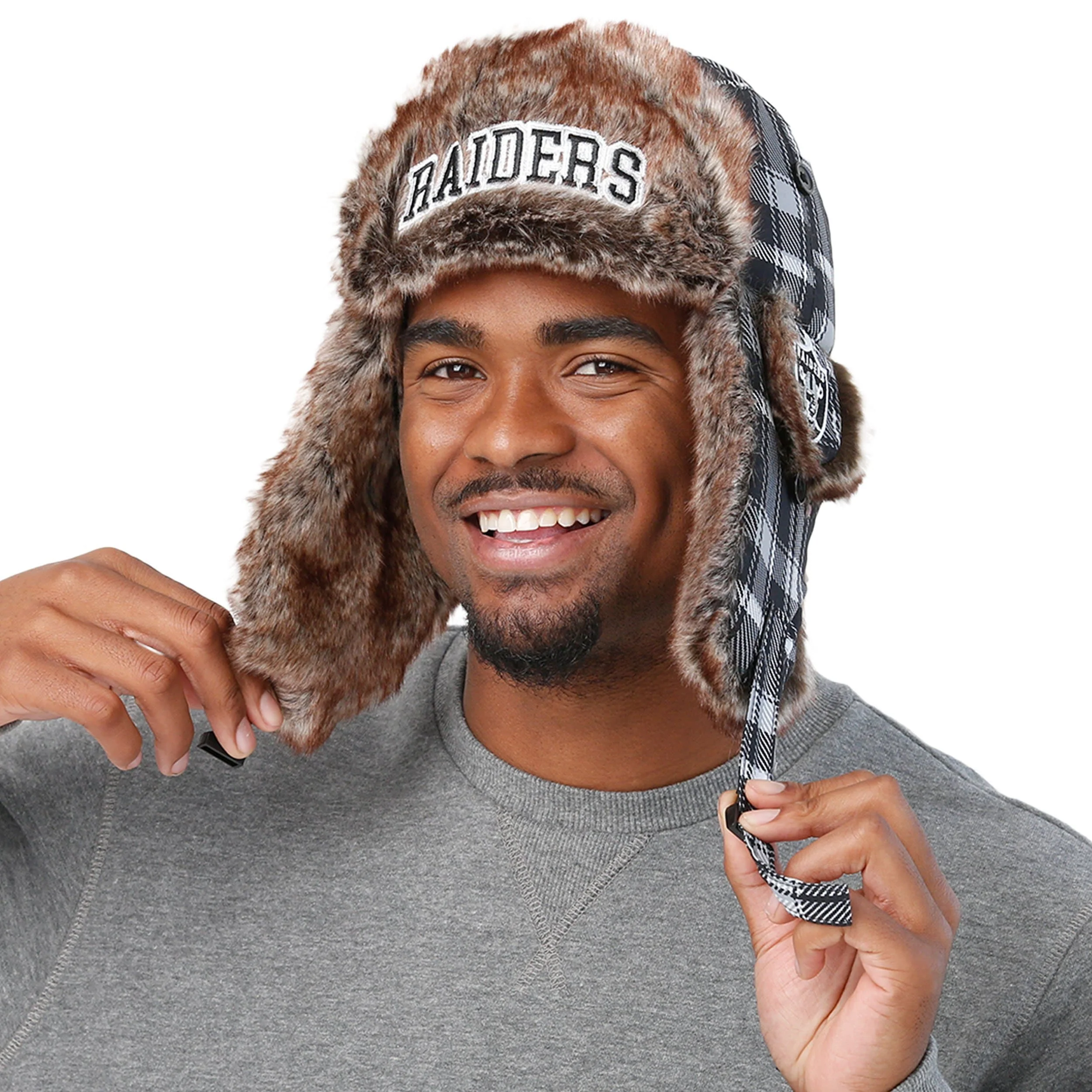 Las Vegas Raiders NFL Wordmark Flannel Trapper Hat - Image 2