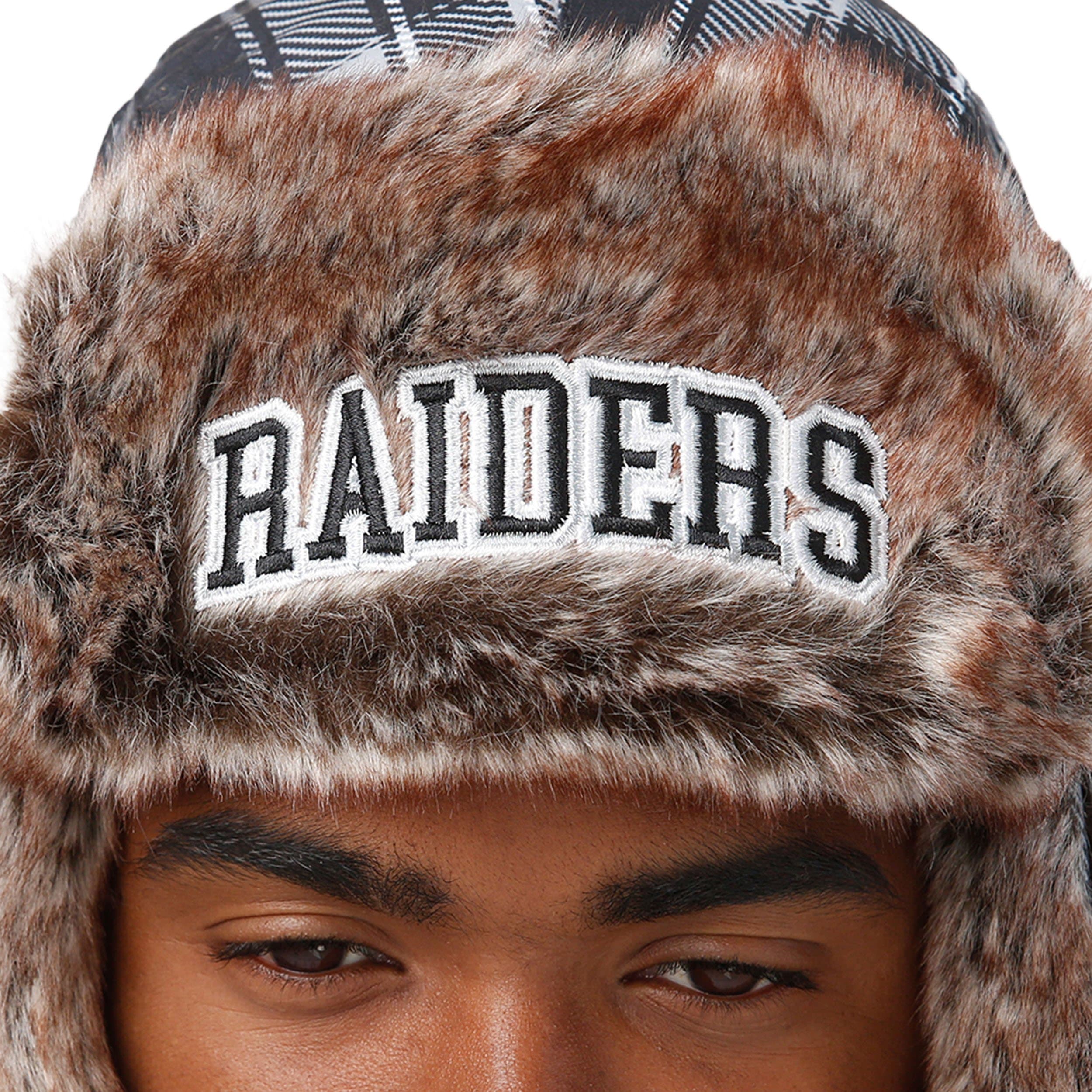 Las Vegas Raiders NFL Wordmark Flannel Trapper Hat - Image 4