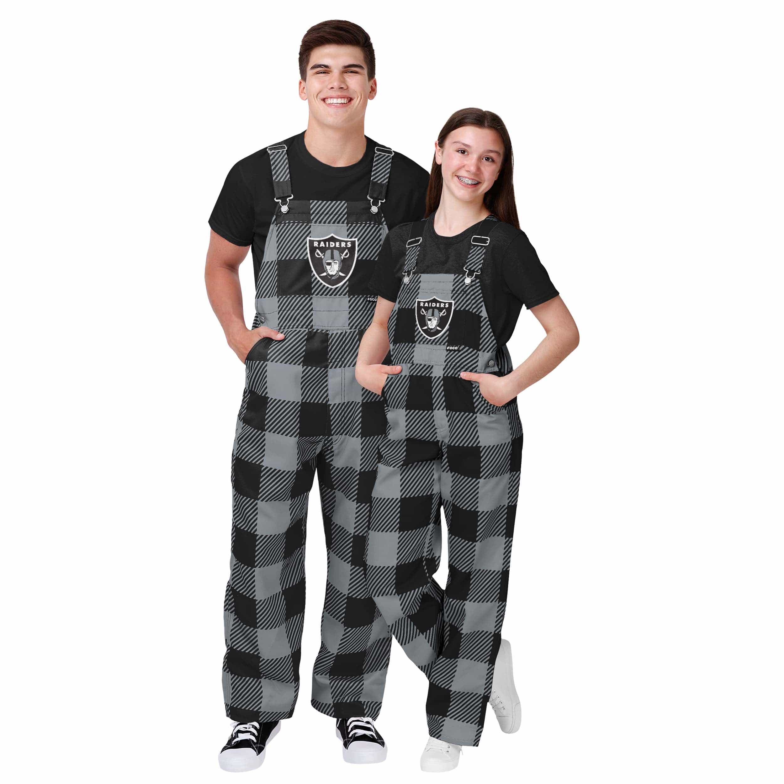 Las Vegas Raiders NFL Youth Plaid Bib Overalls - Image 3