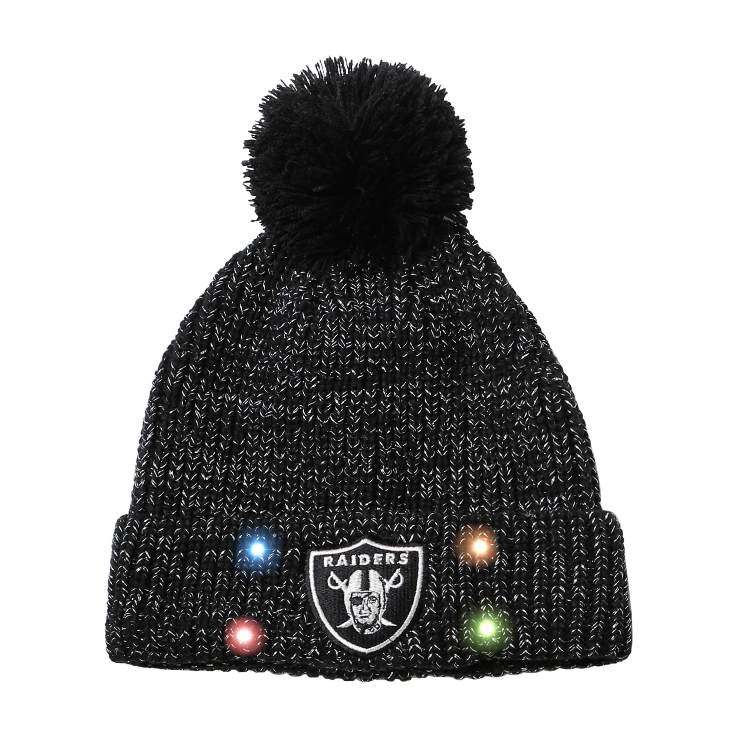 Las Vegas Raiders Womens NFL Glitter Knit Light Up Beanie - Image 2