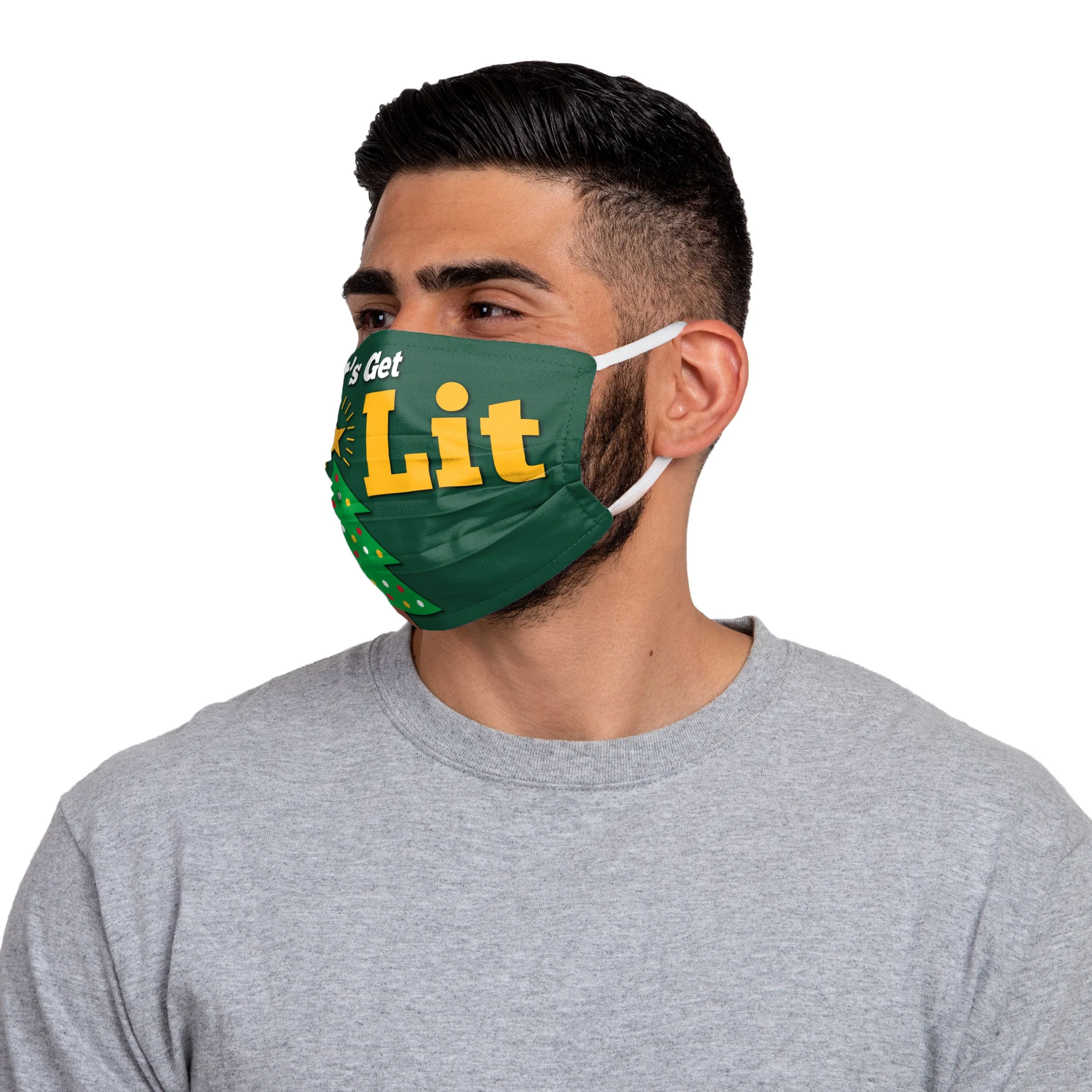 Lets Get Lit Christmas Tree Pleated Face Cover - Image 3