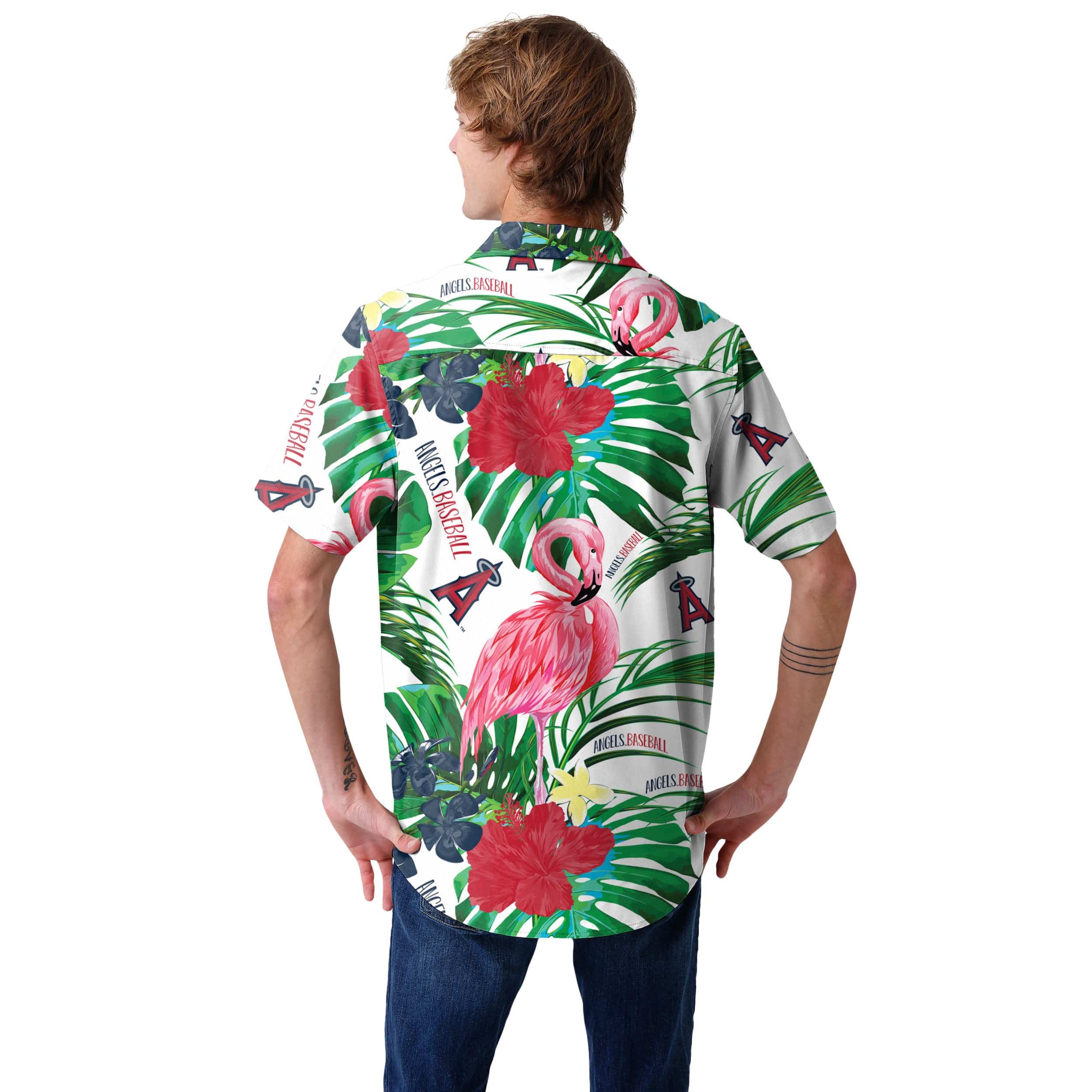Los Angeles Angels MLB Mens Flamingo Button Up Shirt - Image 3
