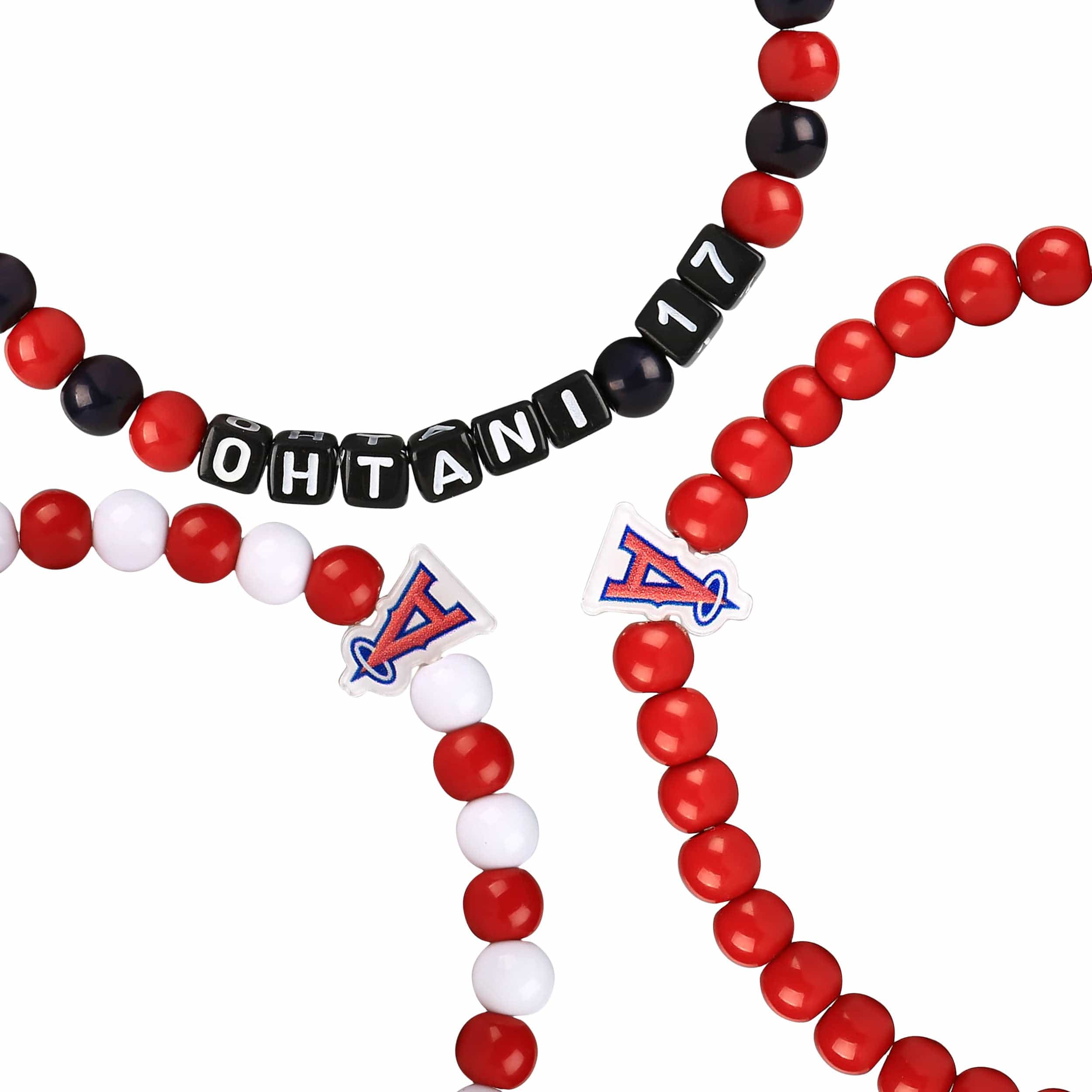 Los Angeles Angels MLB Shohei Ohtani & Mike Trout 3 Pack Player Beaded Friendship Bracelet - Image 2