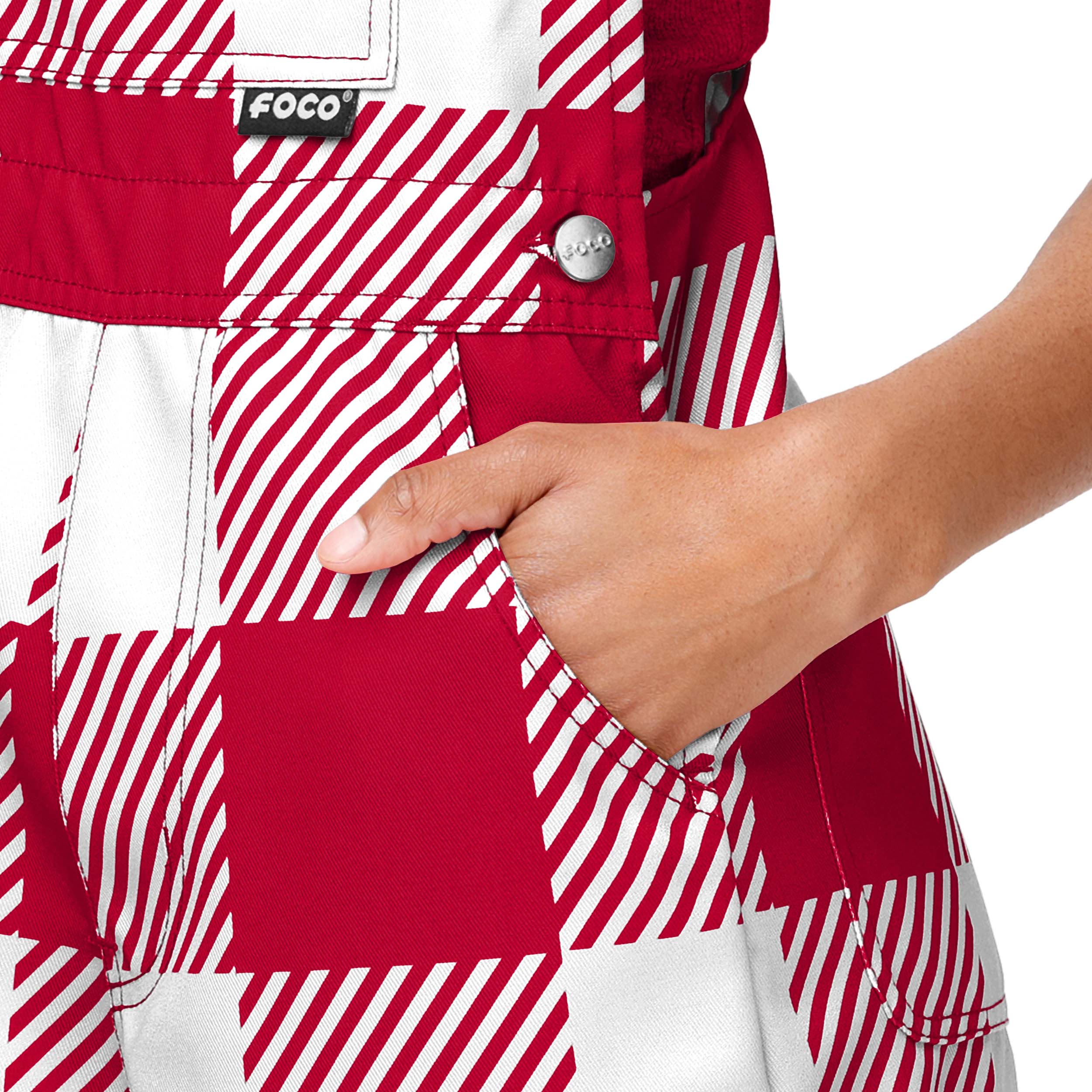 Los Angeles Angels MLB Womens Plaid Bib Shortalls - Image 5