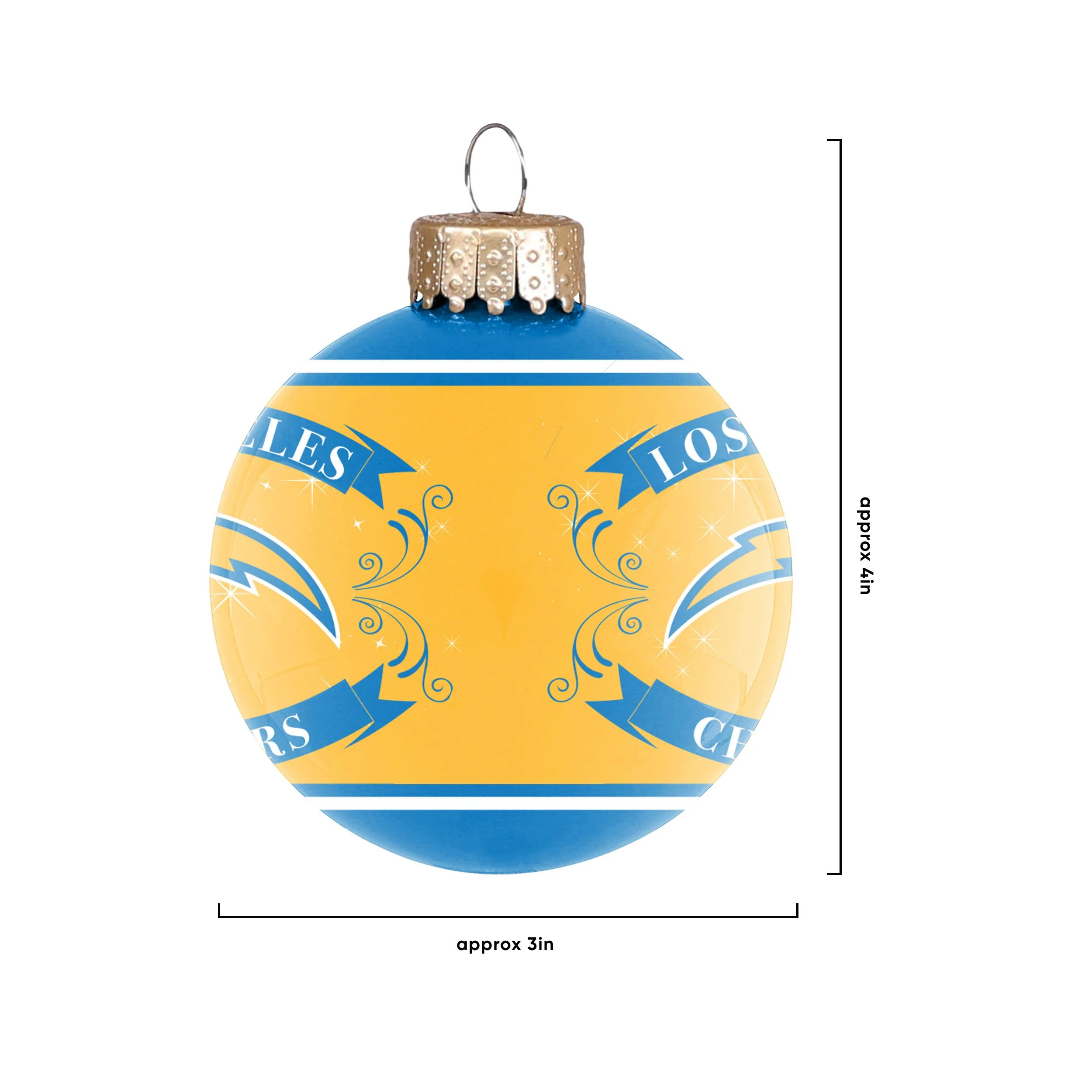Los Angeles Chargers NFL 2 Pack Glass Ball Ornament Set - Image 3