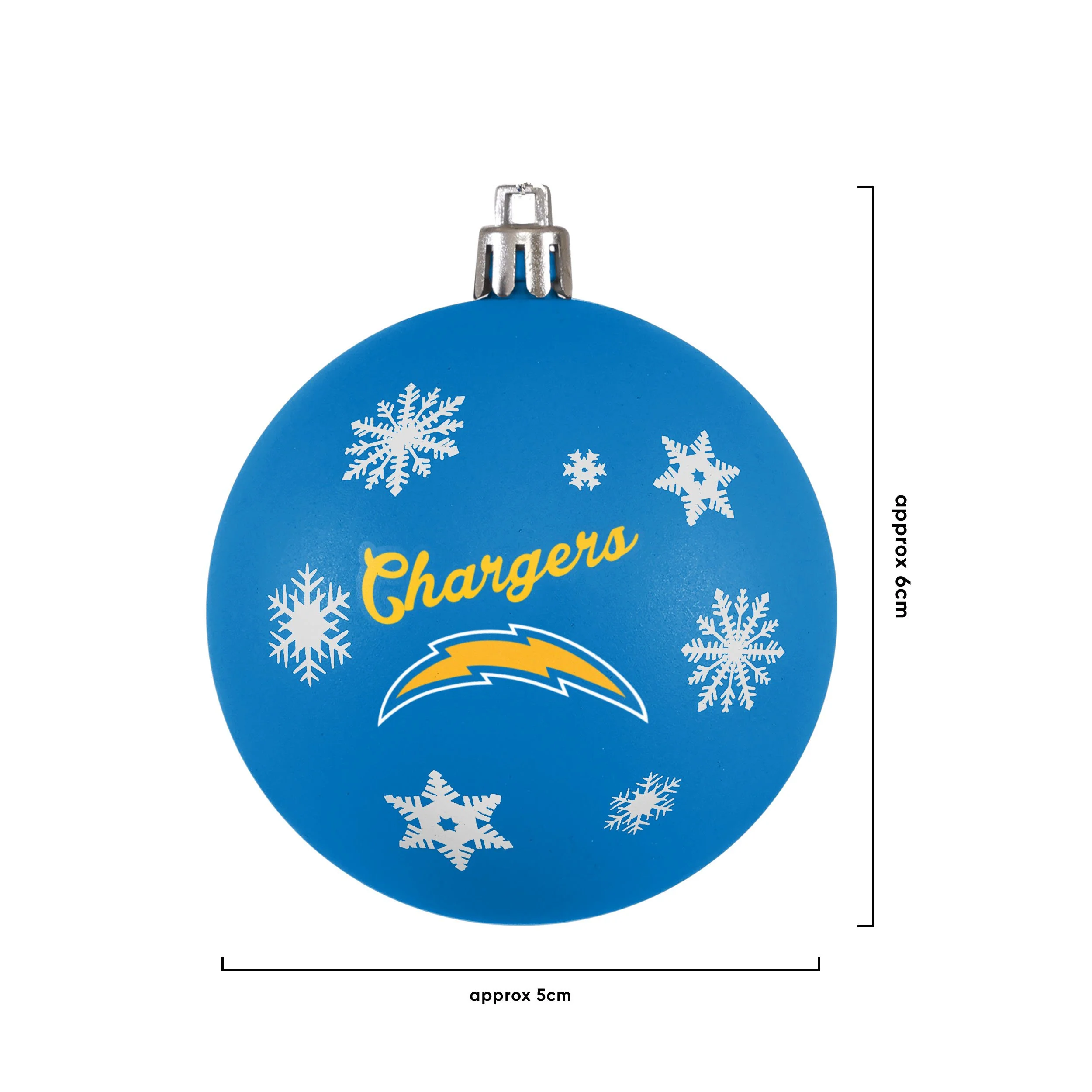 Los Angeles Chargers NFL 5 Pack Shatterproof Ball Ornament Set - Image 3