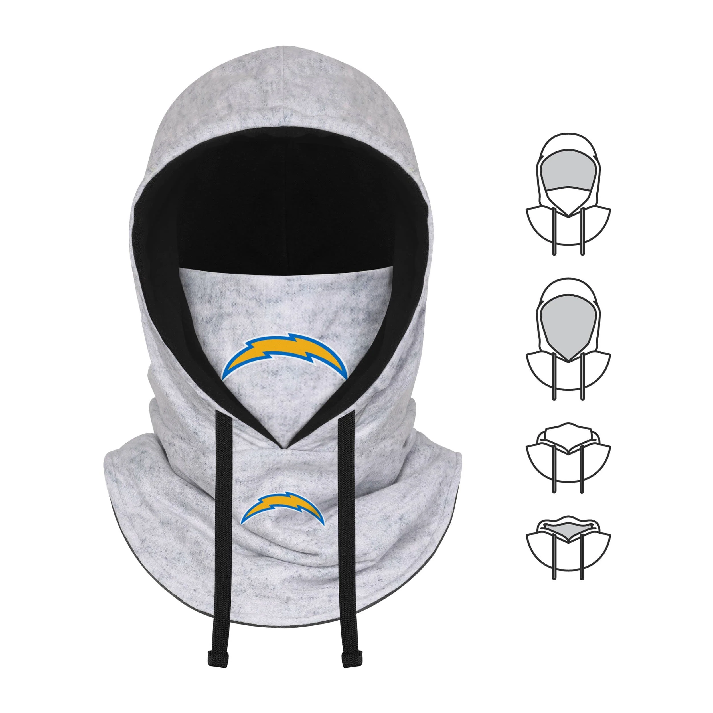 Los Angeles Chargers NFL Heather Gray Drawstring Hooded Gaiter Scarf - Image 5