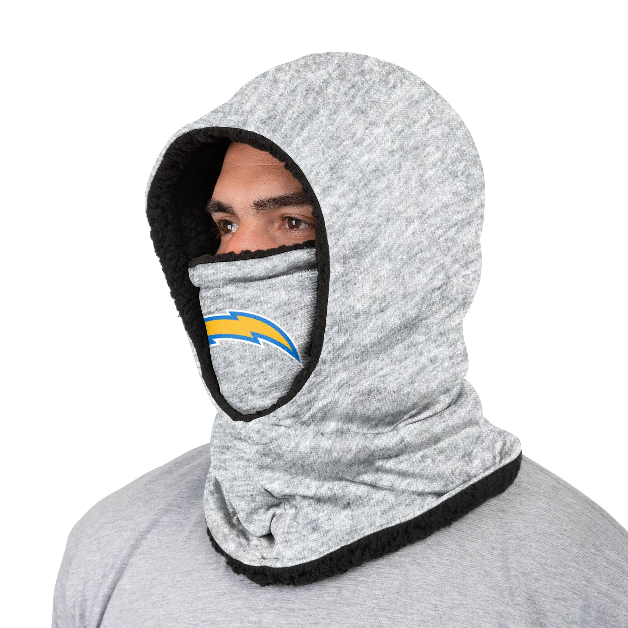 Los Angeles Chargers NFL Heather Grey Big Logo Hooded Gaiter - Image 2