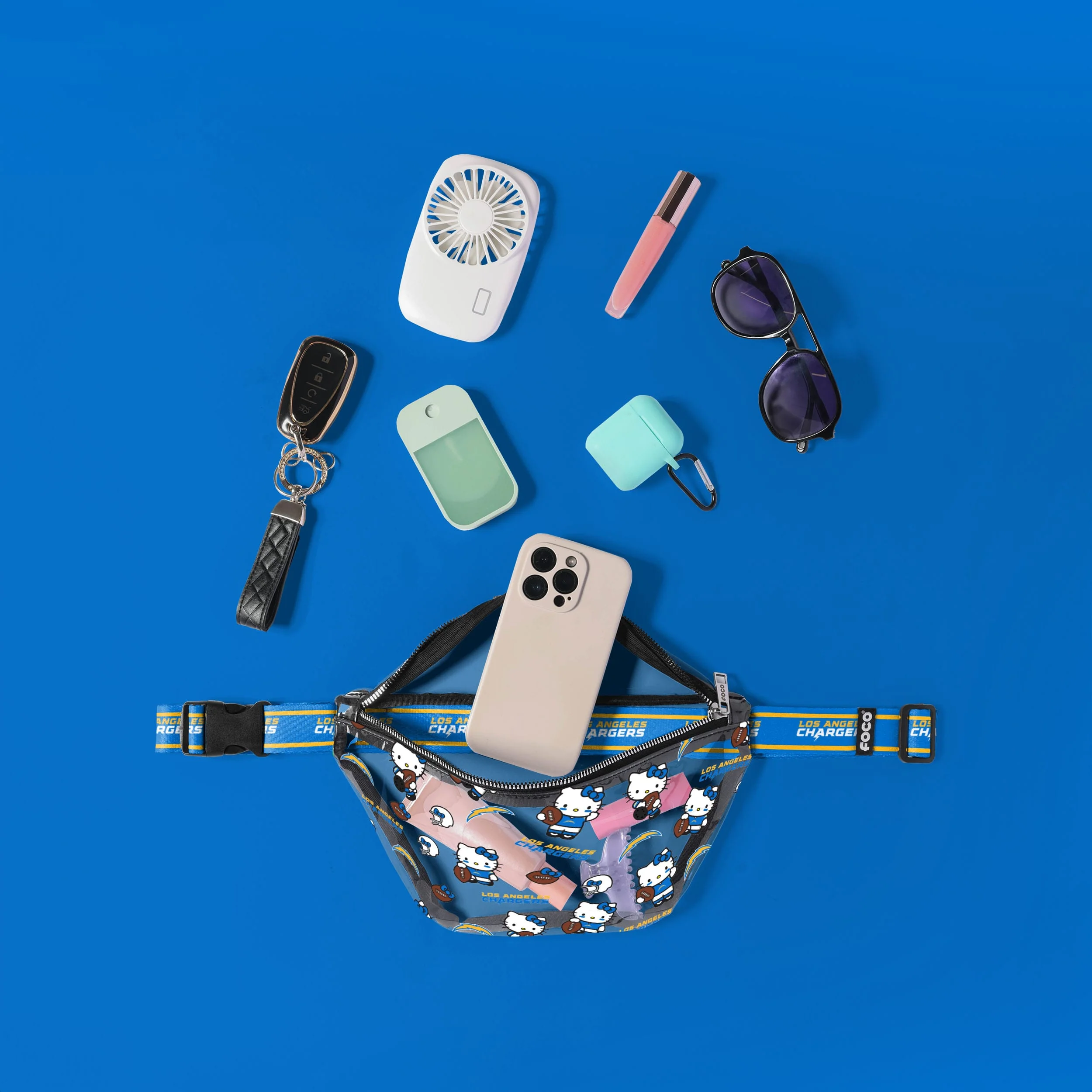 Los Angeles Chargers NFL Hello Kitty® Clear Fanny Pack (PREORDER - SHIPS MID JULY) - Image 3