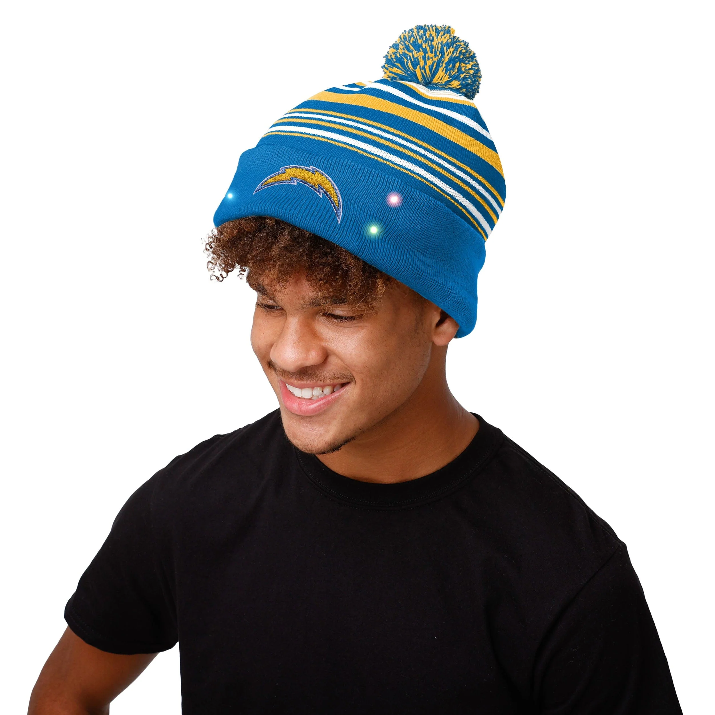 Los Angeles Chargers NFL Horizontal Stripe Light Up Beanie - Image 3