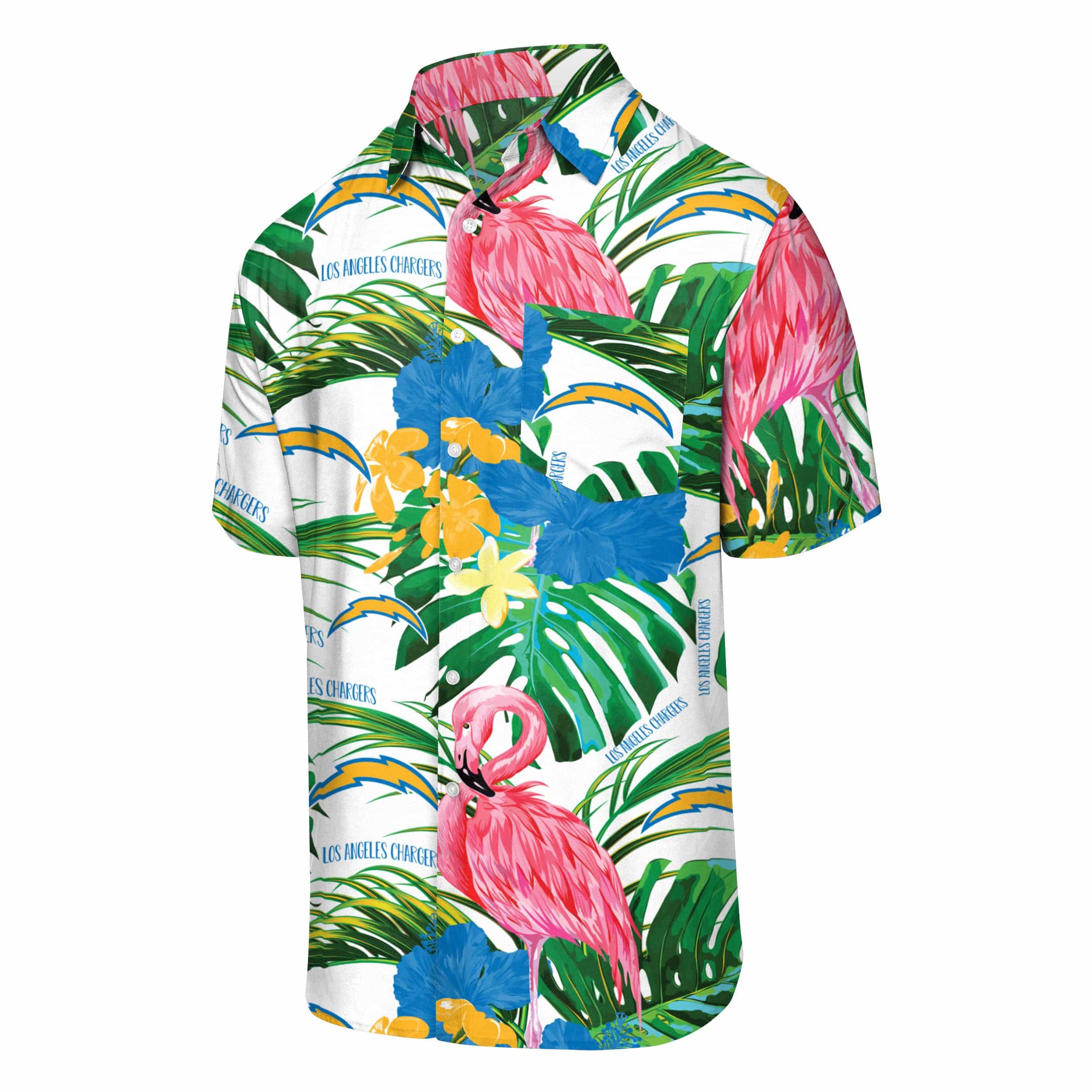 Los Angeles Chargers NFL Mens Flamingo Button Up Shirt - Image 4