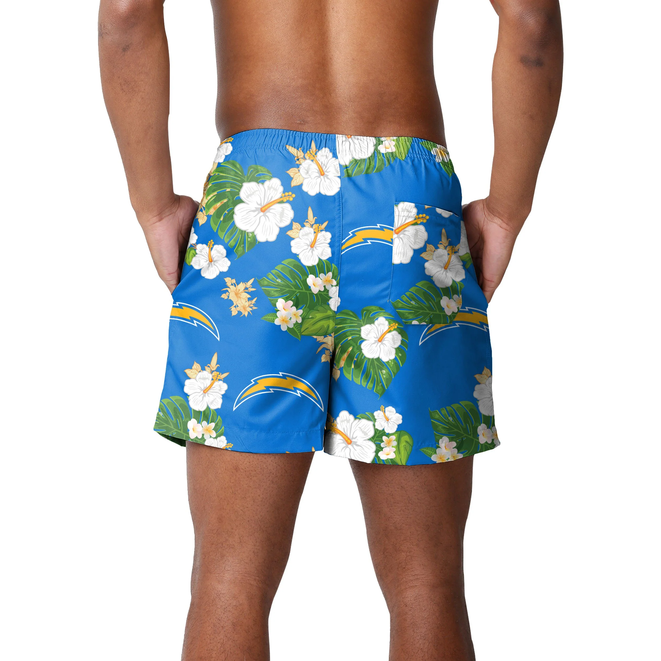 Los Angeles Chargers NFL Mens Floral Slim Fit 5.5" Swimming Suit Trunks - Image 3