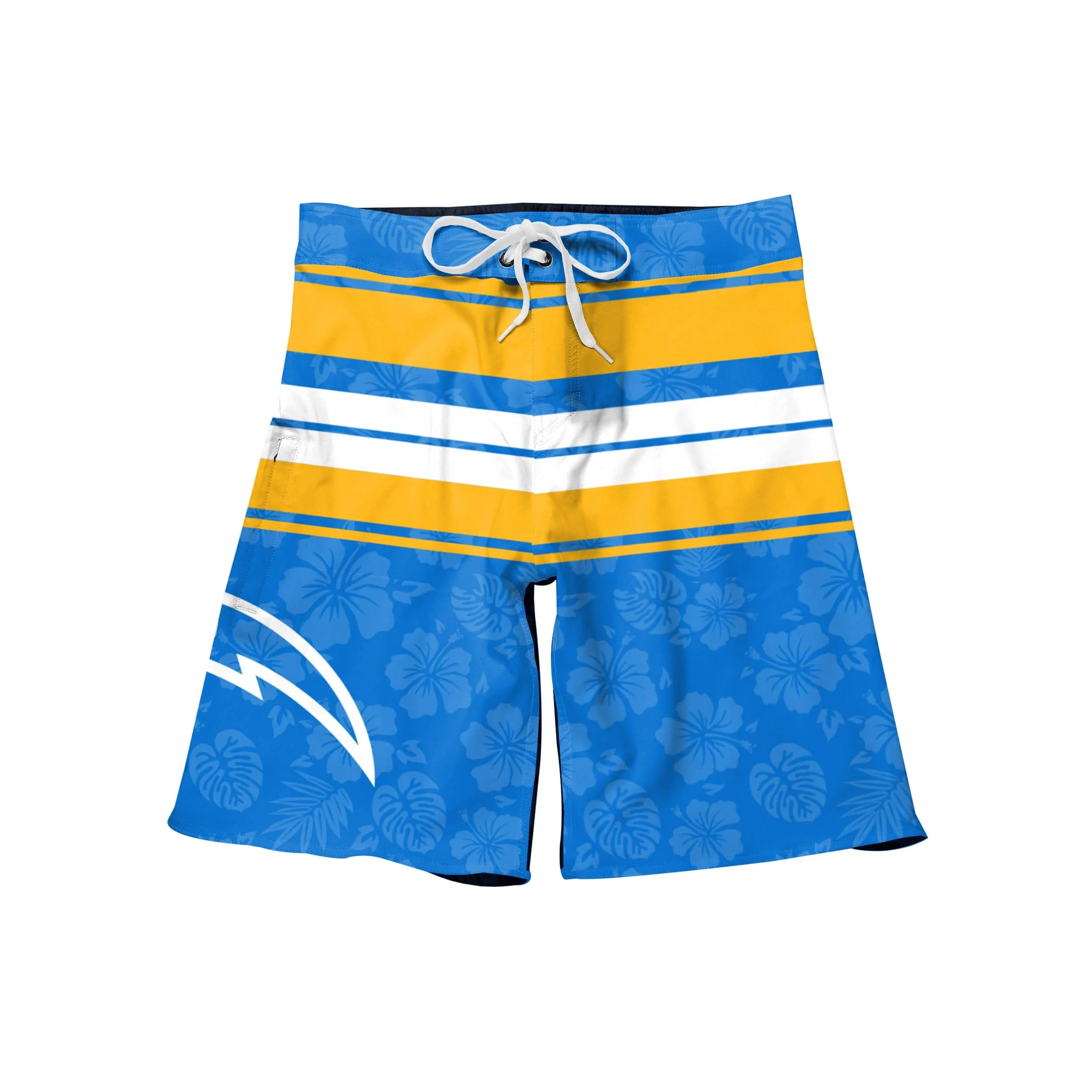 Los Angeles Chargers NFL Mens Hibiscus Boardwalk Stripe Boardshorts - Image 4