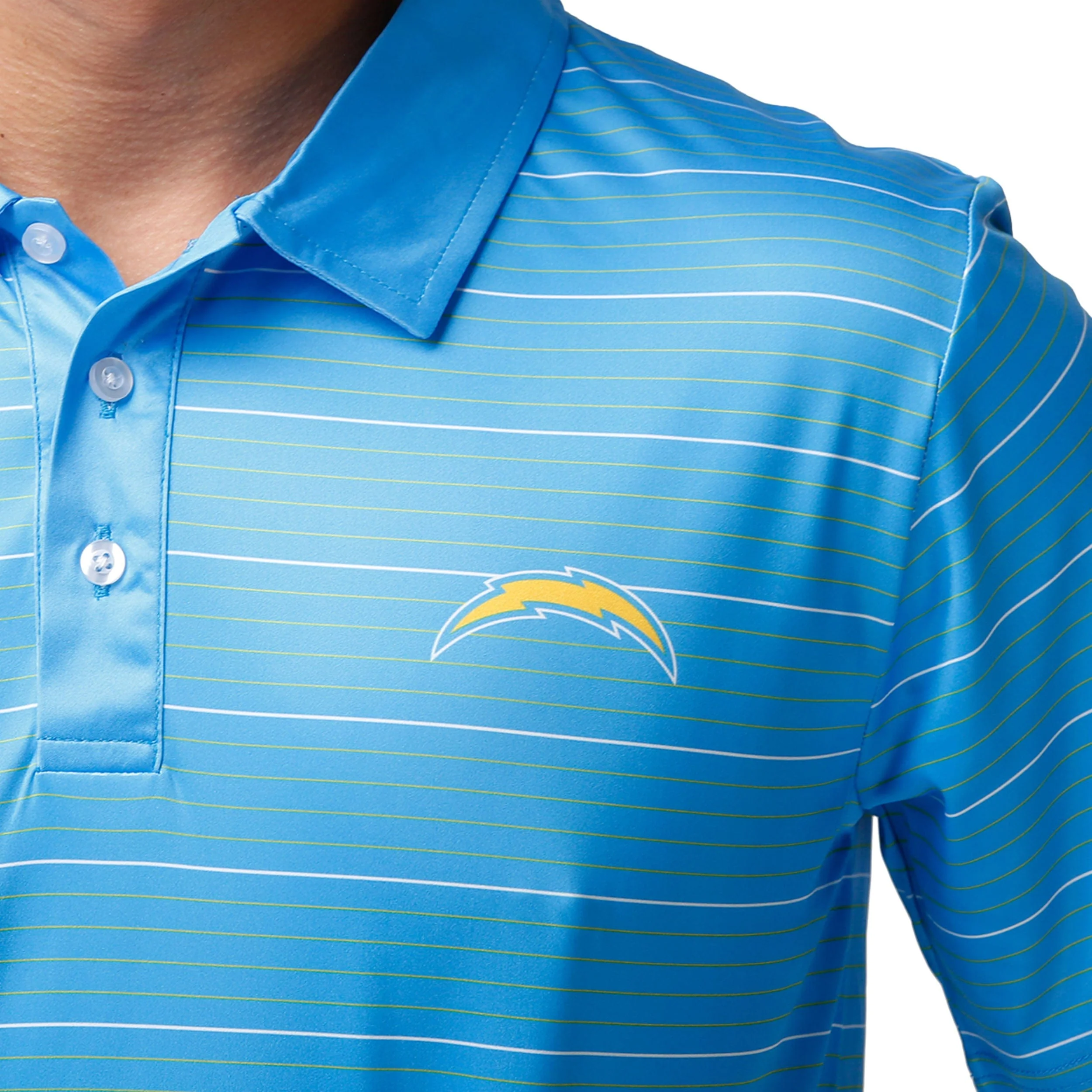 Los Angeles Chargers NFL Mens Striped Polyester Polo - Image 4