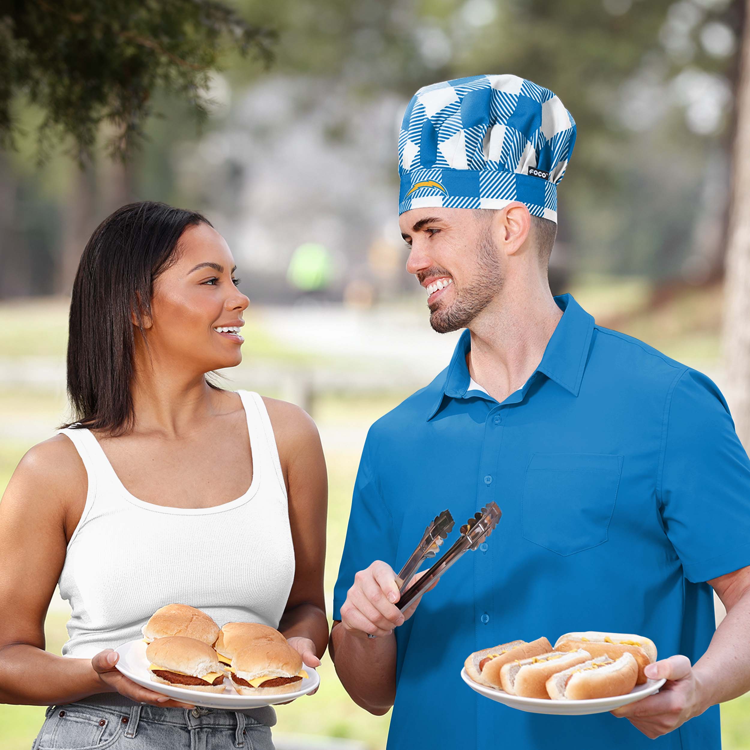 Los Angeles Chargers NFL Plaid Chef Hat - Image 3