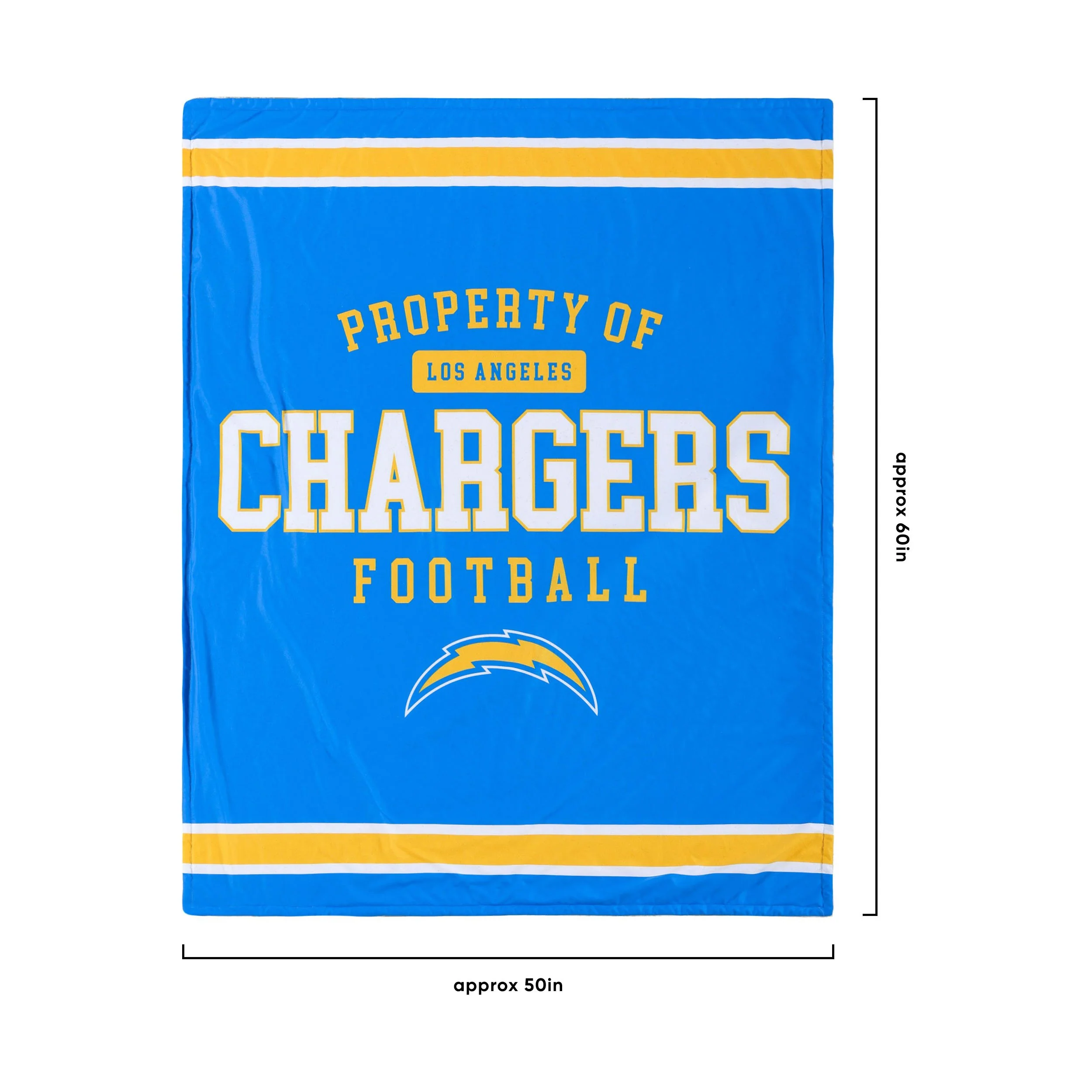 Los Angeles Chargers NFL Team Property Sherpa Plush Throw Blanket - Image 3