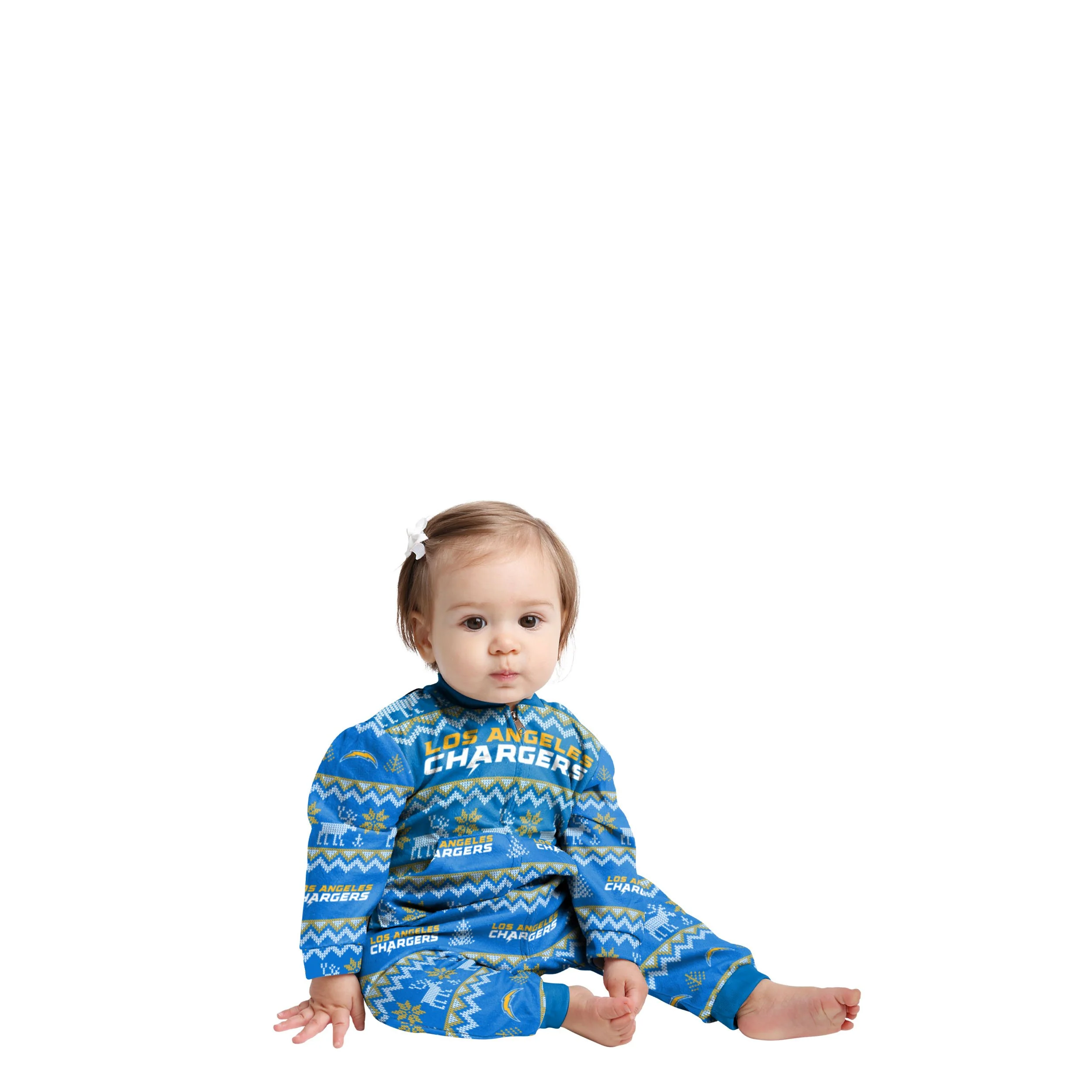 Los Angeles Chargers NFL Ugly Pattern Family Holiday Pajamas - Image 2