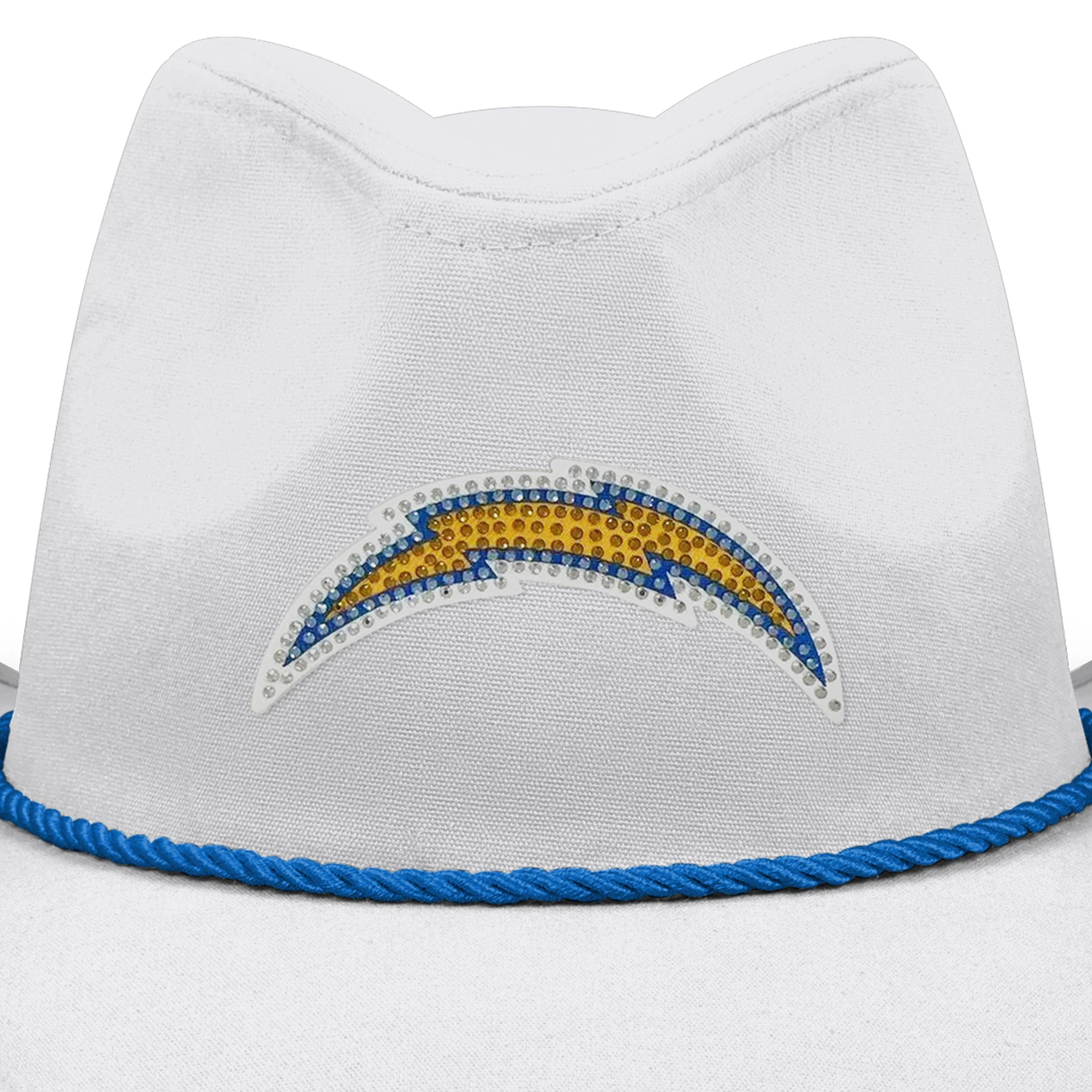 Los Angeles Chargers NFL White Rhinestone Logo Cowboy Hat - Image 2