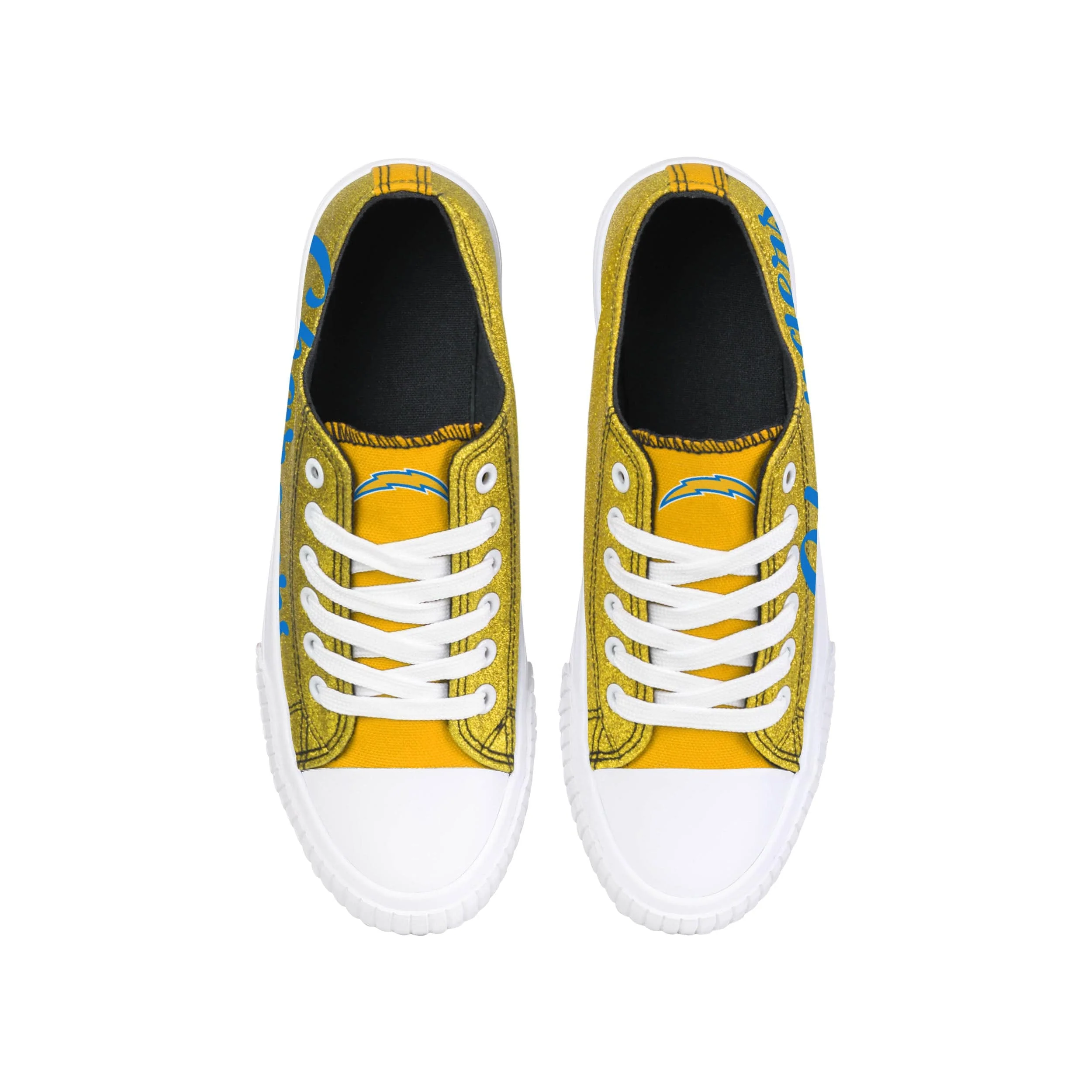 Los Angeles Chargers NFL Womens Color Glitter Low Top Canvas Shoes - Image 4