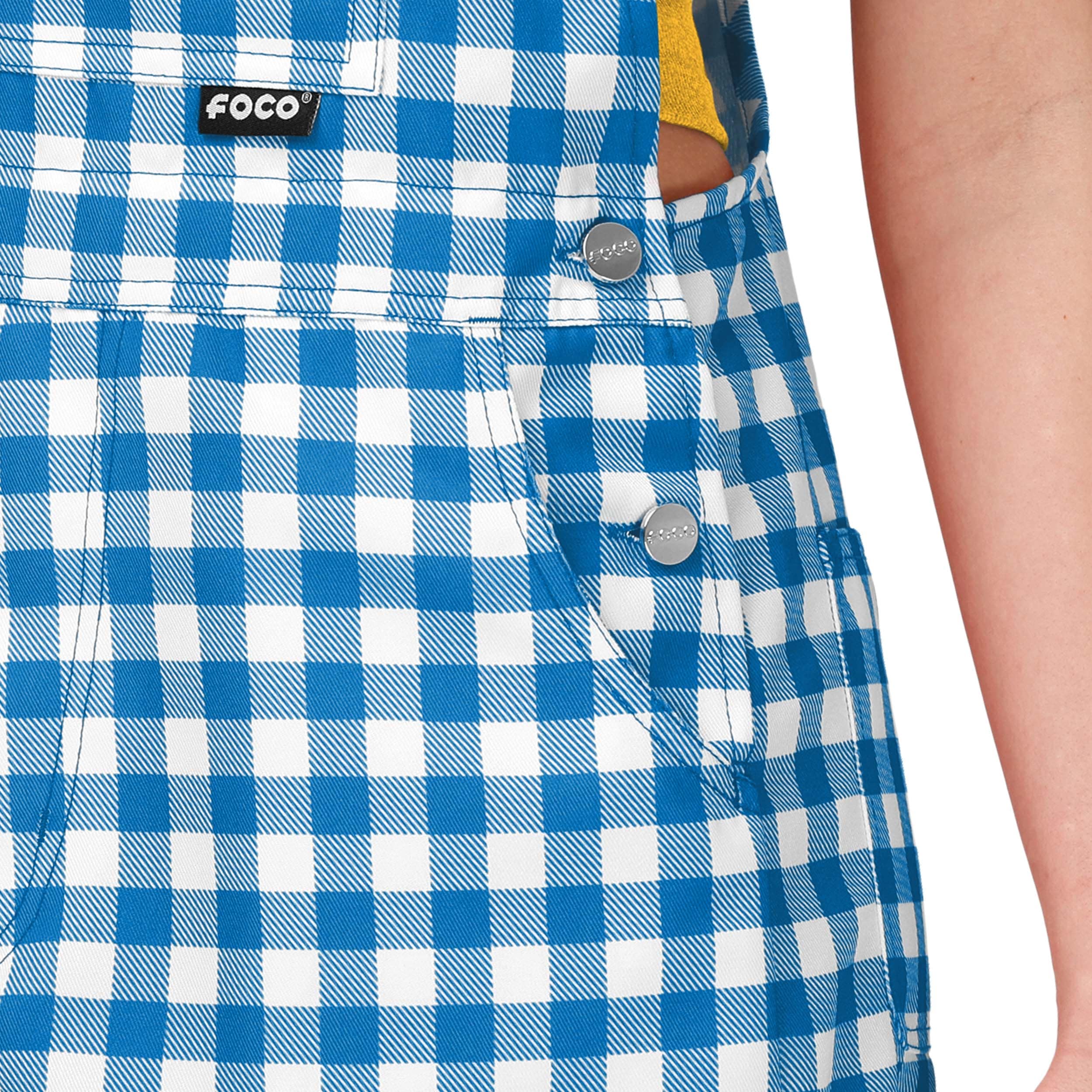 Los Angeles Chargers NFL Womens Gingham Check Bib Shortalls - Image 4