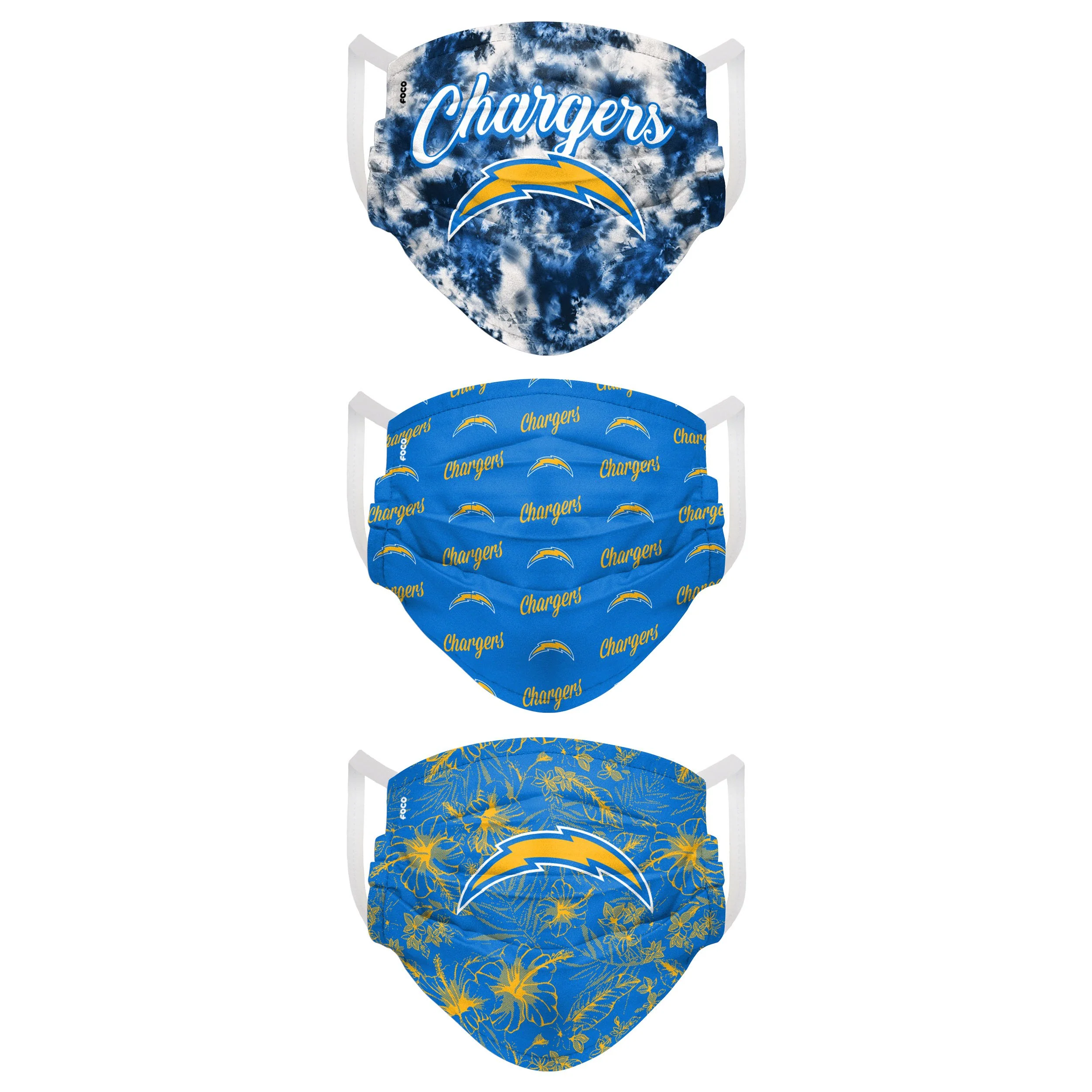 Los Angeles Chargers NFL Womens Matchday 3 Pack Face Cover - Image 2