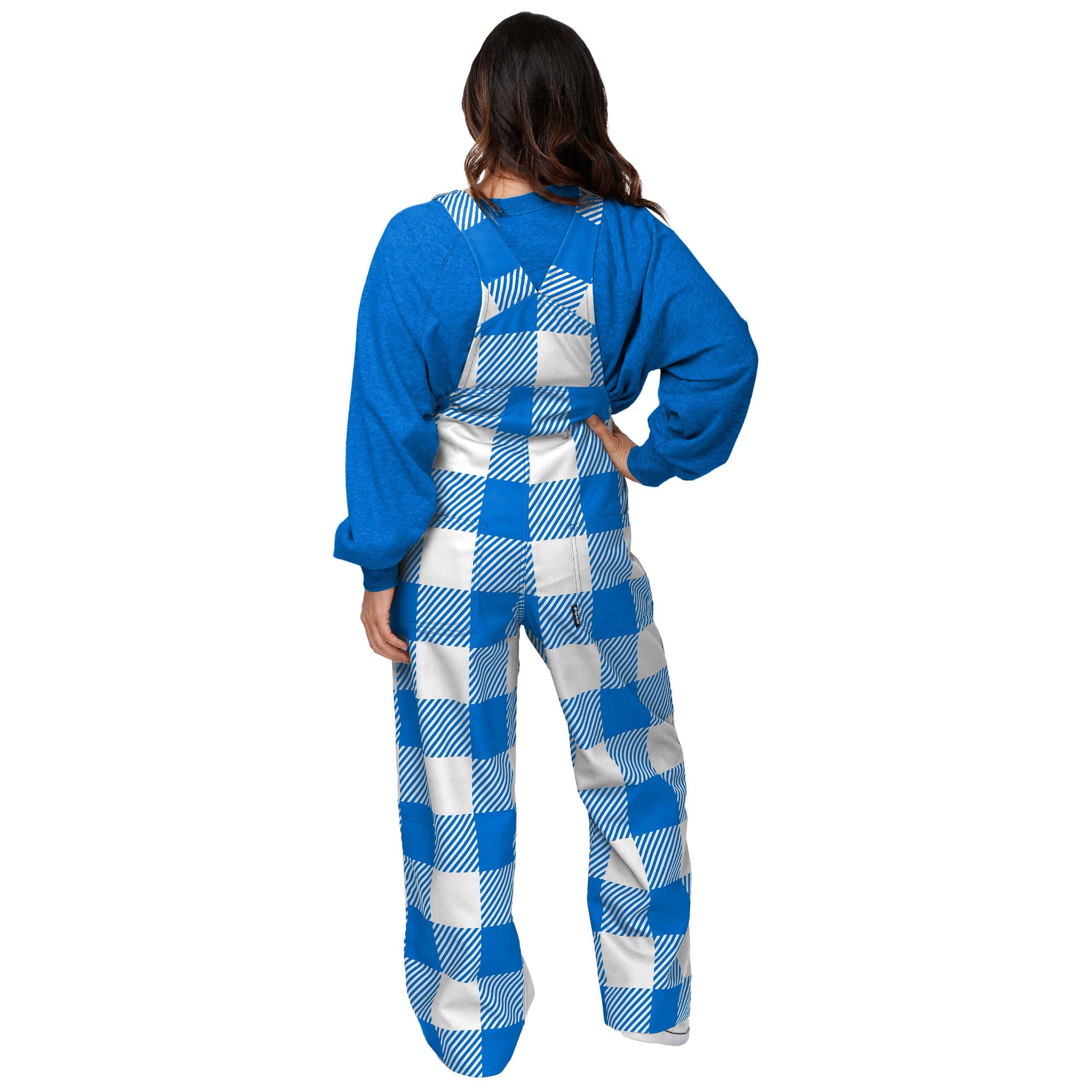 Los Angeles Chargers NFL Womens Plaid Bib Overalls - Image 2