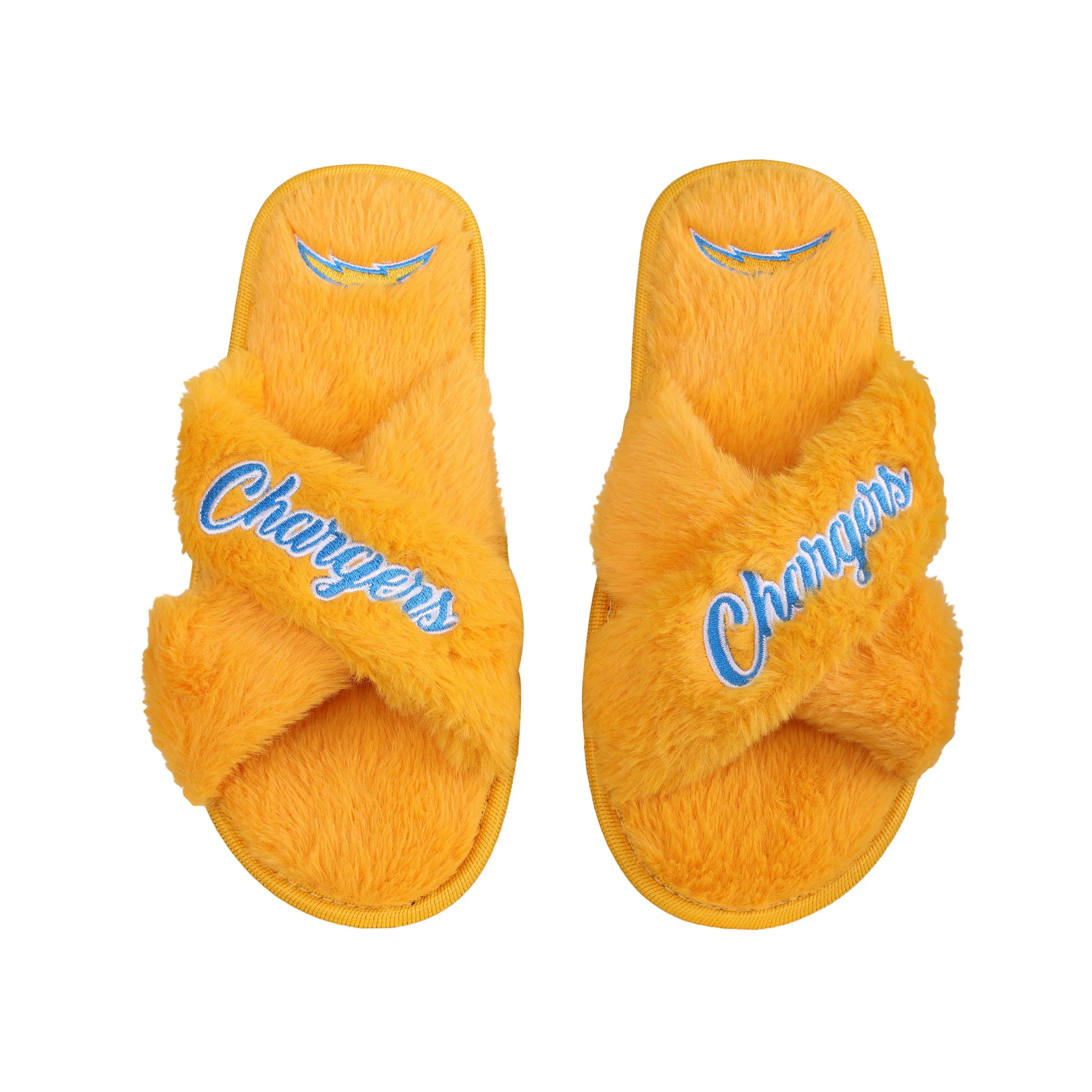 Los Angeles Chargers NFL Womens Script Wordmark Fur Cross Slide - Image 2