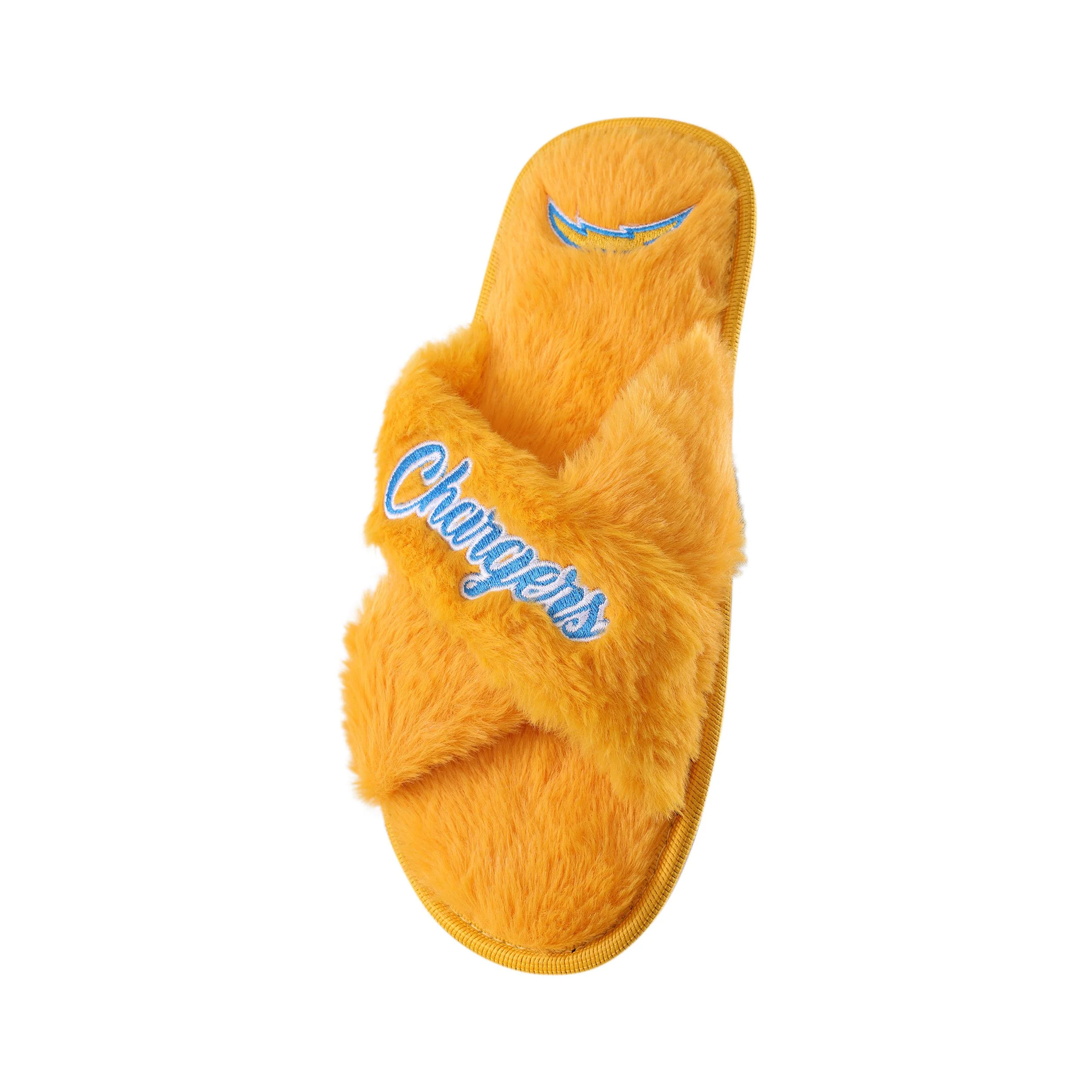 Los Angeles Chargers NFL Womens Script Wordmark Fur Cross Slide - Image 4
