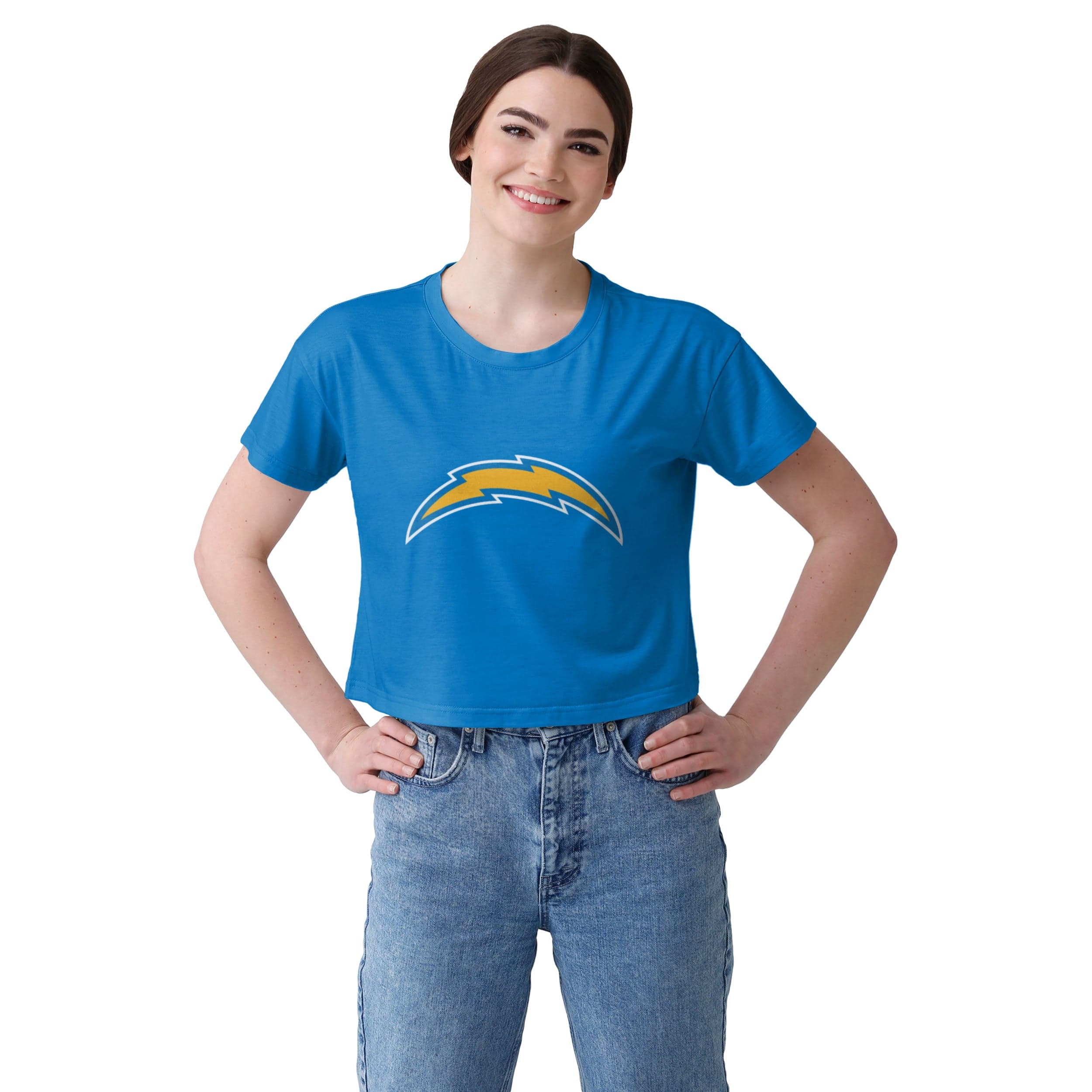 Los Angeles Chargers NFL Womens Solid Big Logo Crop Top