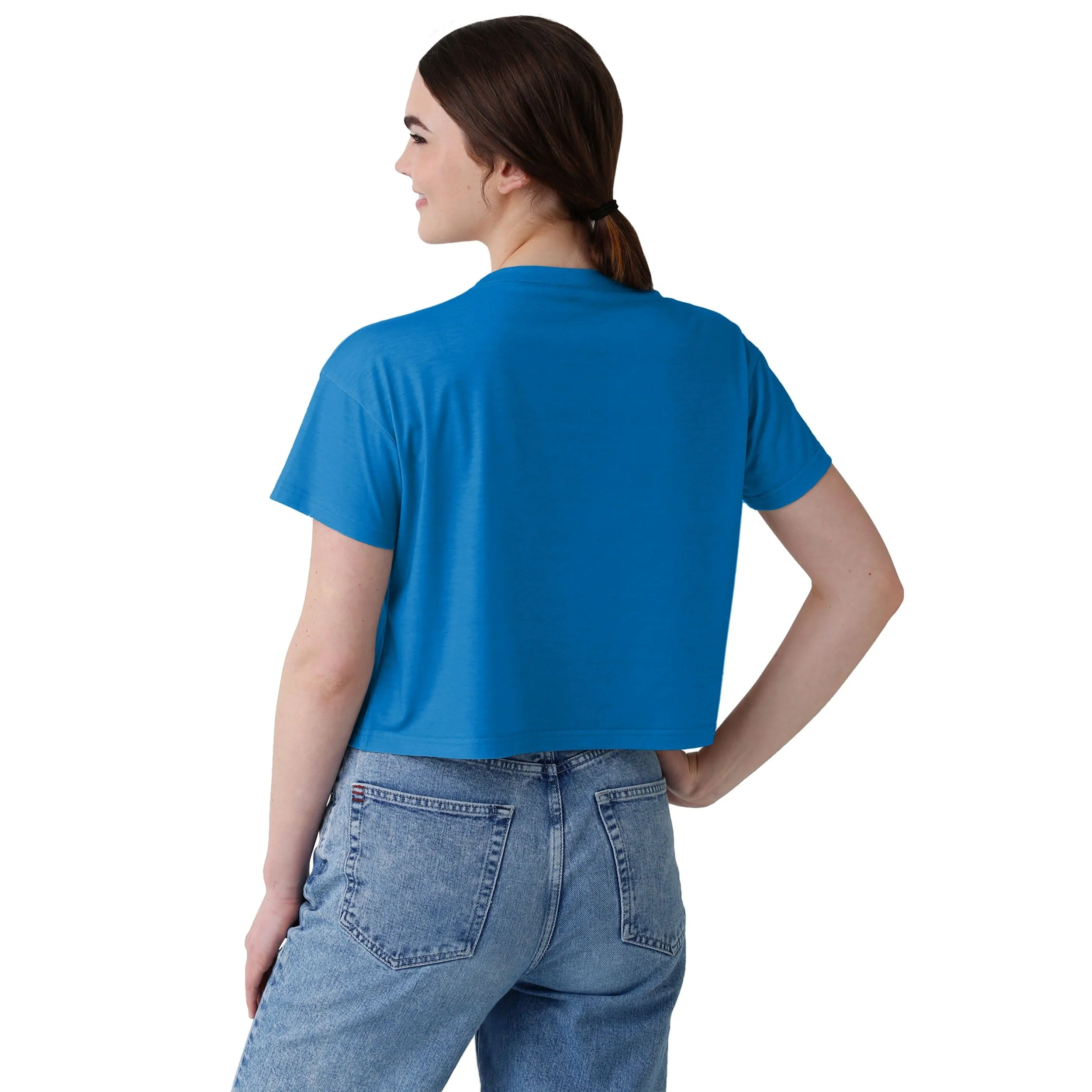 Los Angeles Chargers NFL Womens Solid Big Logo Crop Top - Image 2