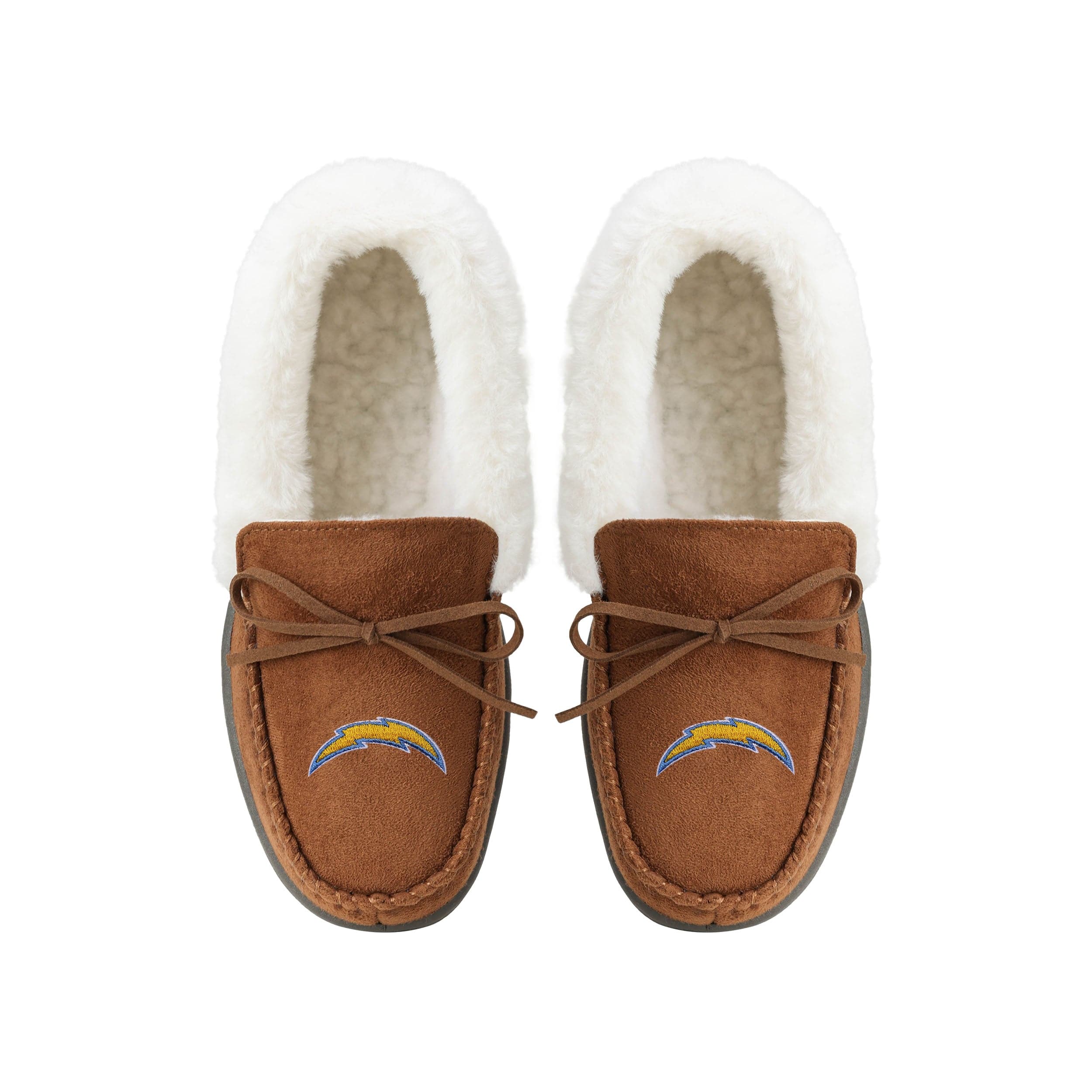 Los Angeles Chargers NFL Womens Tan Moccasin Slippers - Image 4