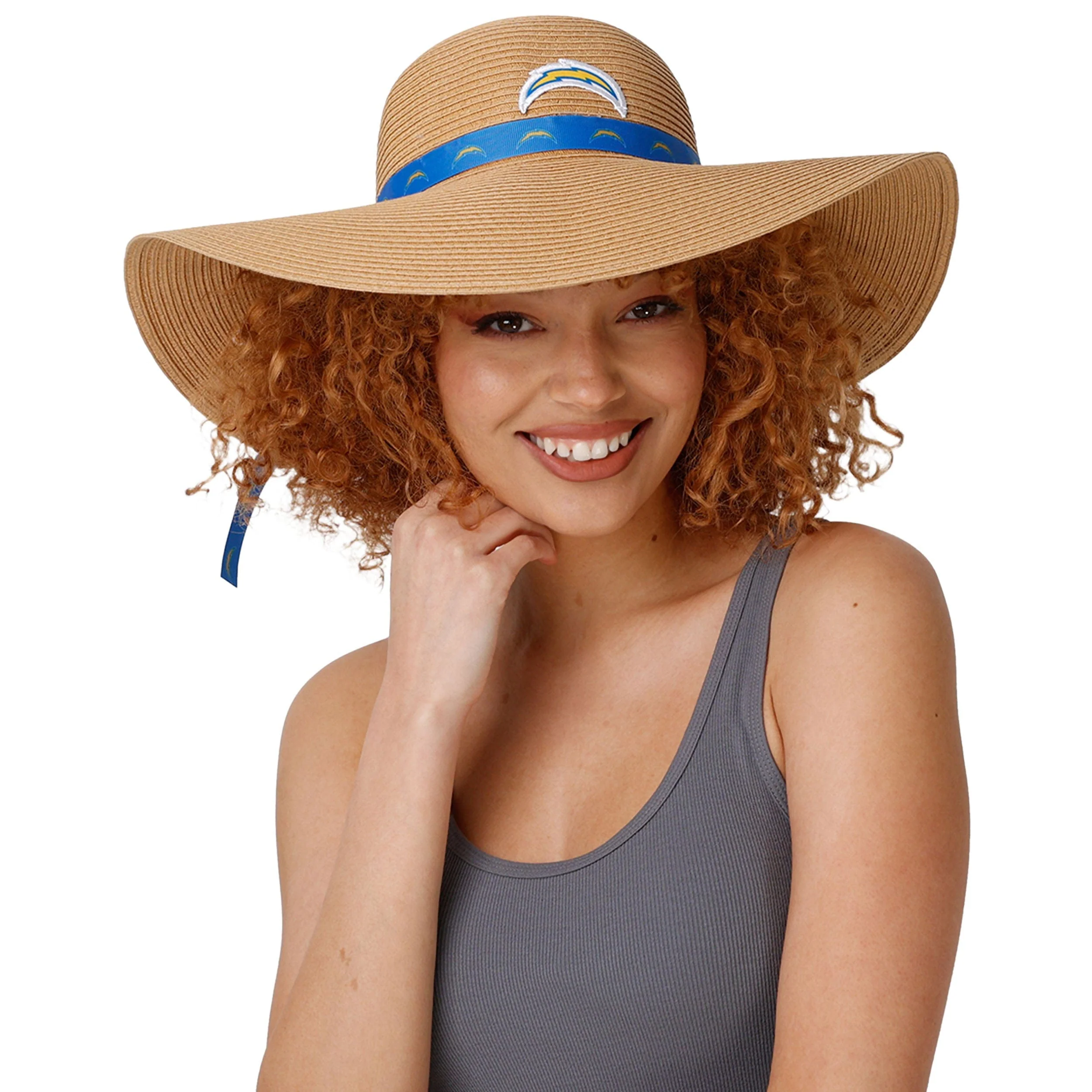 Los Angeles Chargers NFL Womens Wordmark Beach Straw Hat - Image 3
