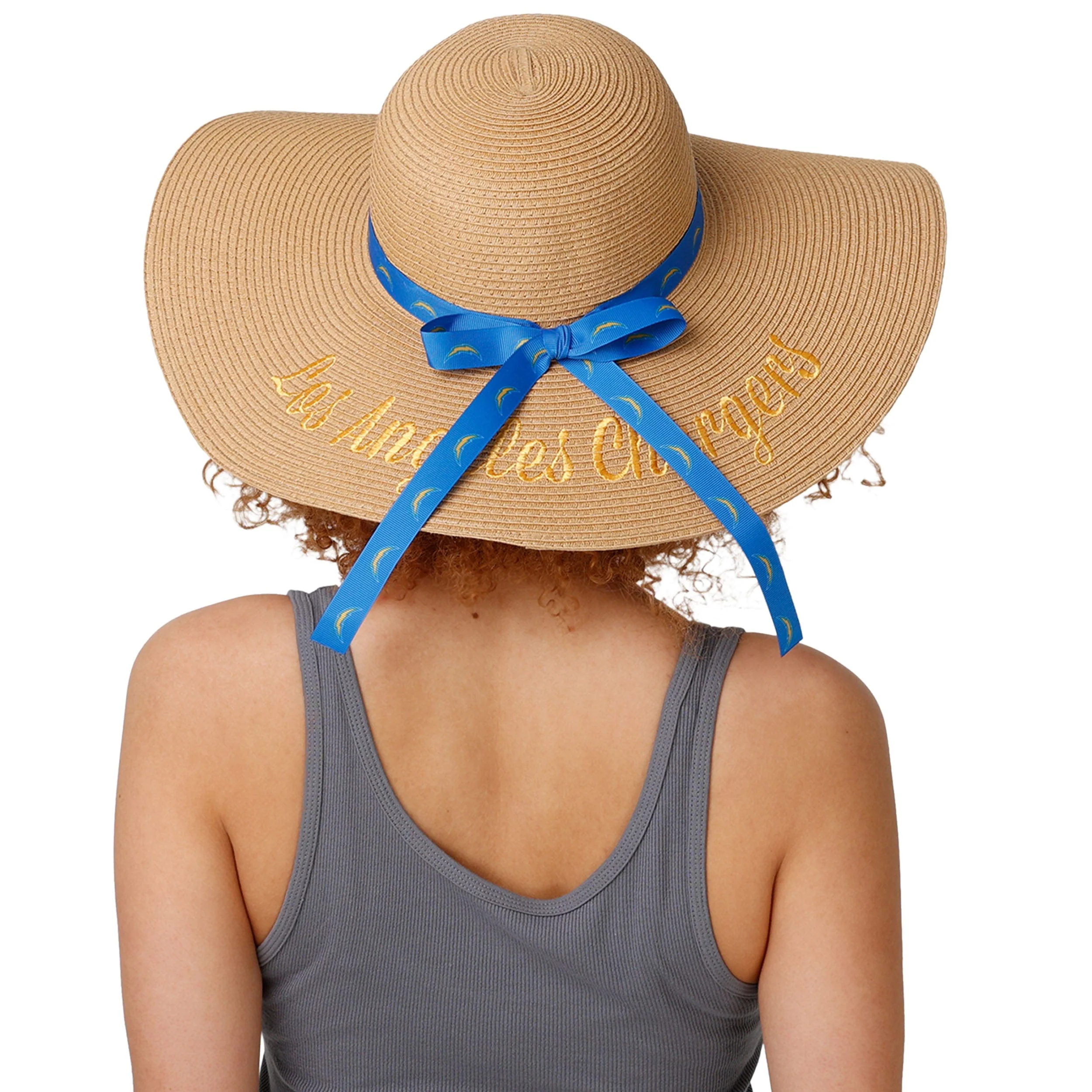 Los Angeles Chargers NFL Womens Wordmark Beach Straw Hat - Image 4