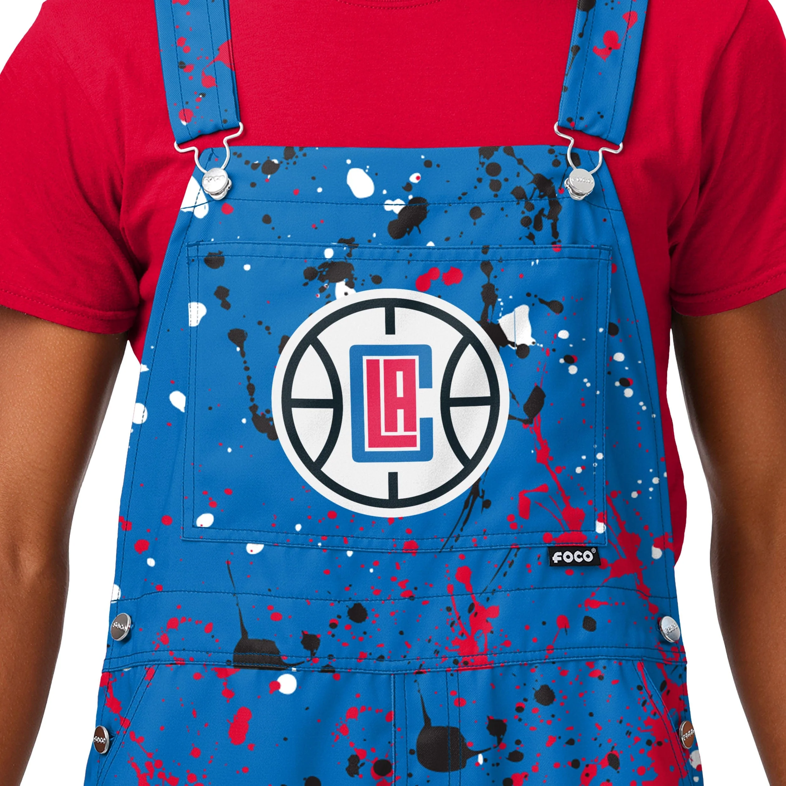 Los Angeles Clippers NBA Mens Paint Splatter Bib Overalls - Image 3