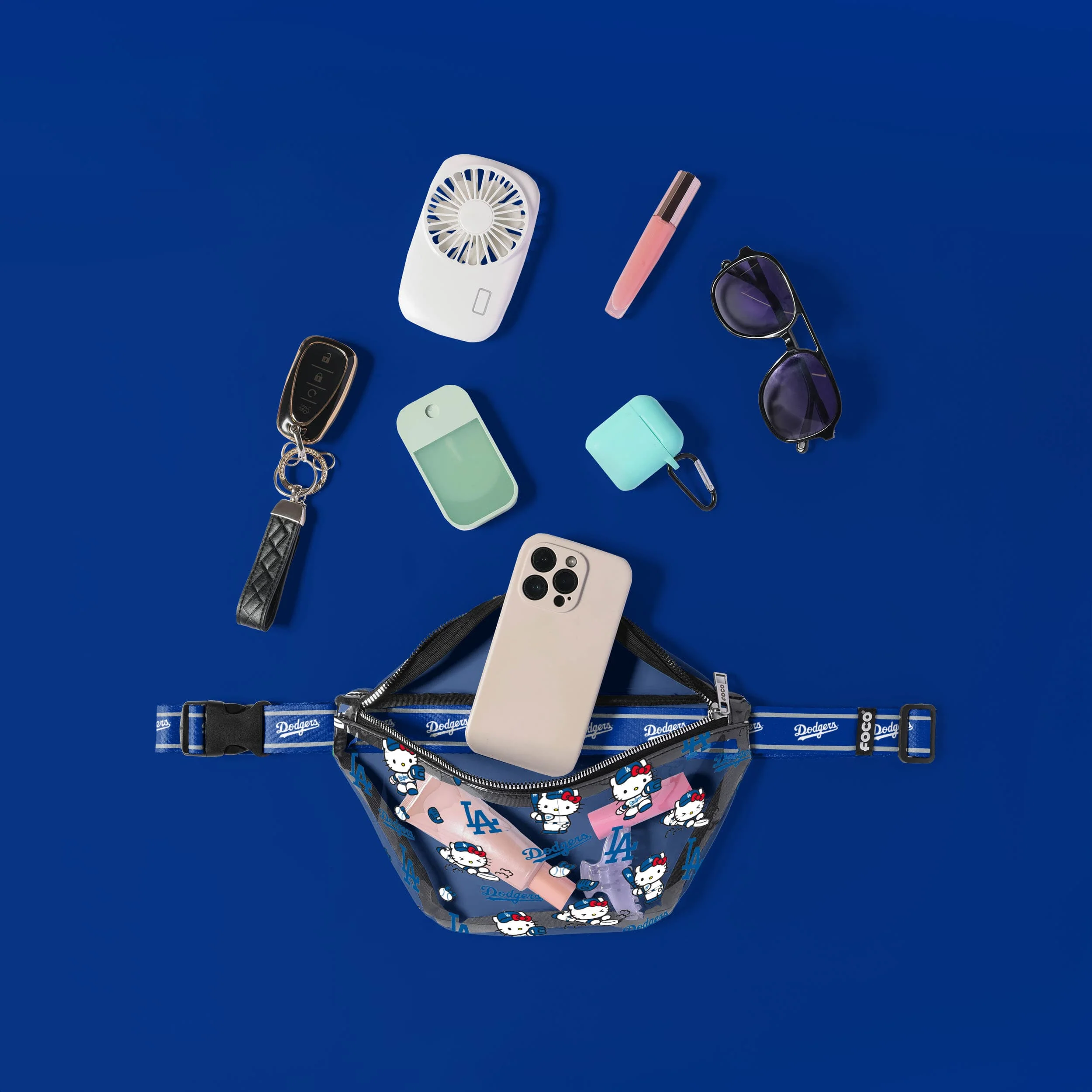 Los Angeles Dodgers MLB Hello Kitty® Clear Fanny Pack (PREORDER - SHIPS MID JULY) - Image 3