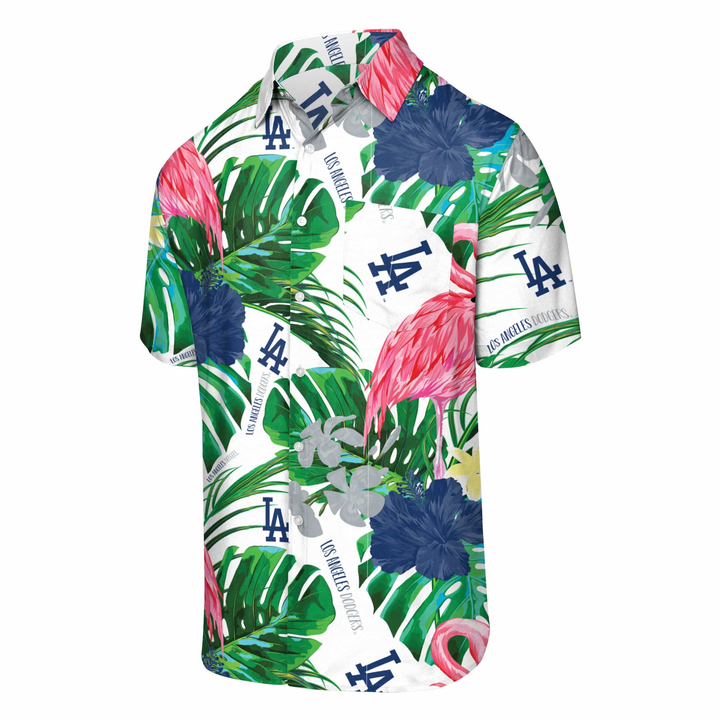 Los Angeles Dodgers MLB Mens Flamingo Button Up Shirt - Image 4