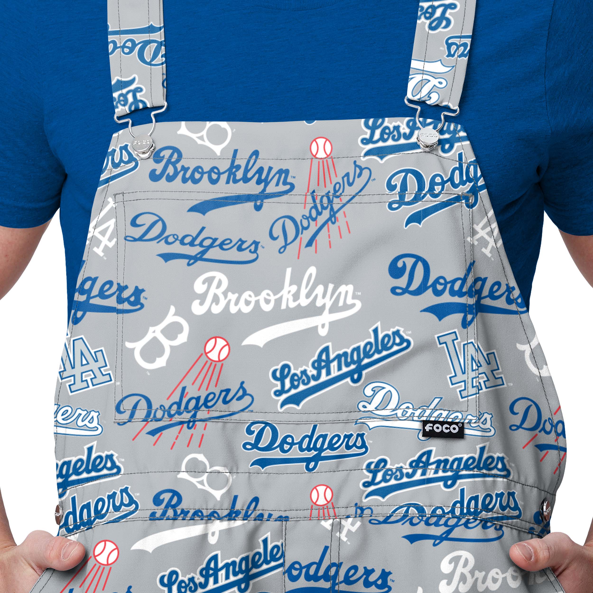 Los Angeles Dodgers MLB Mens Historic Print Bib Shortalls - Image 4