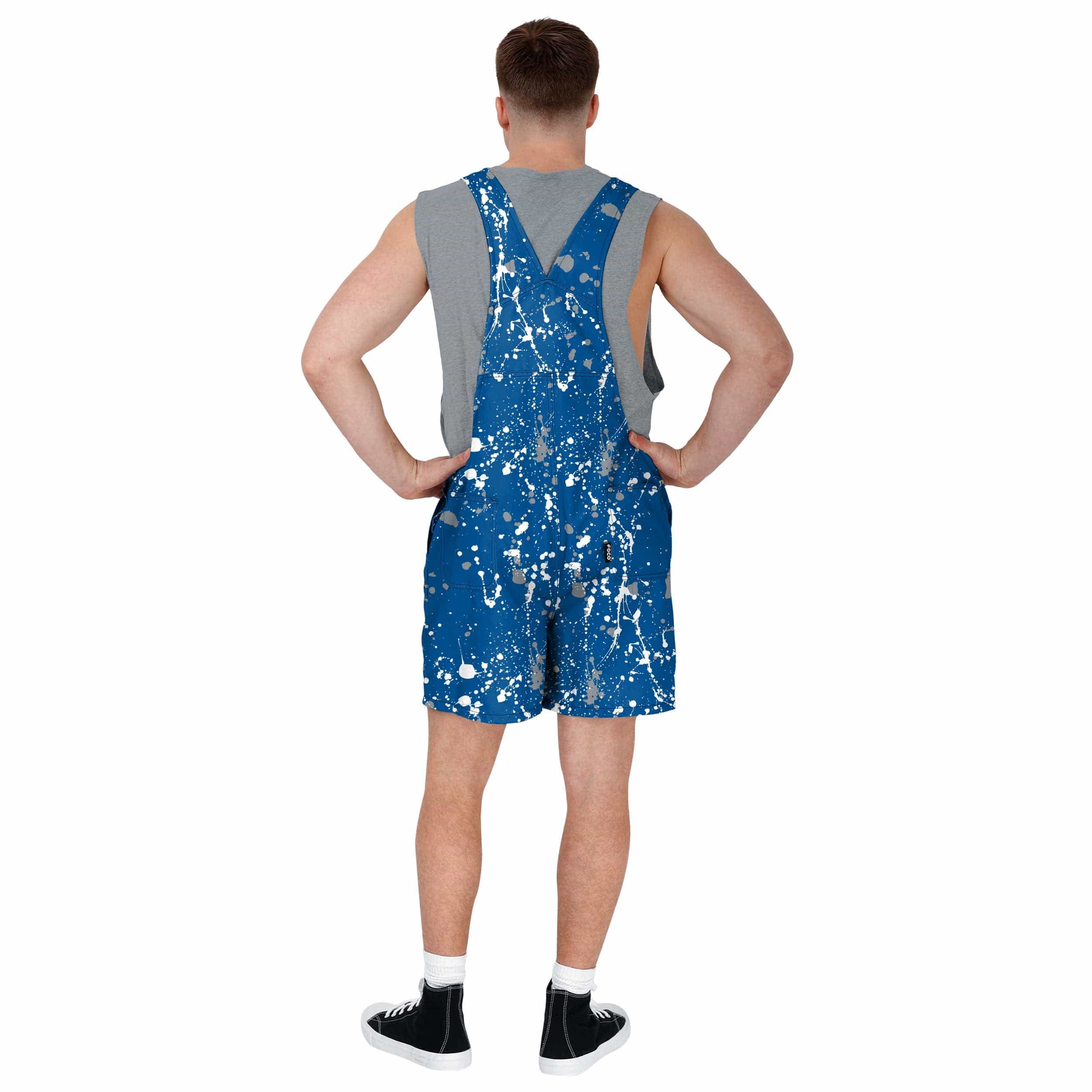 Los Angeles Dodgers MLB Mens Paint Splatter Bib Shortalls - Image 2