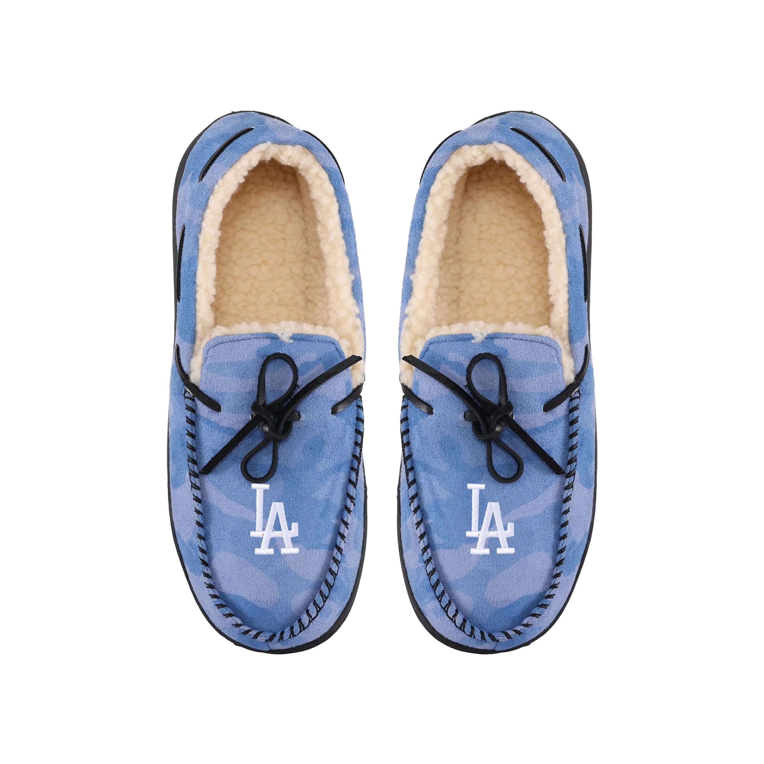 Los Angeles Dodgers MLB Mens Printed Camo Moccasin Slippers - Image 4