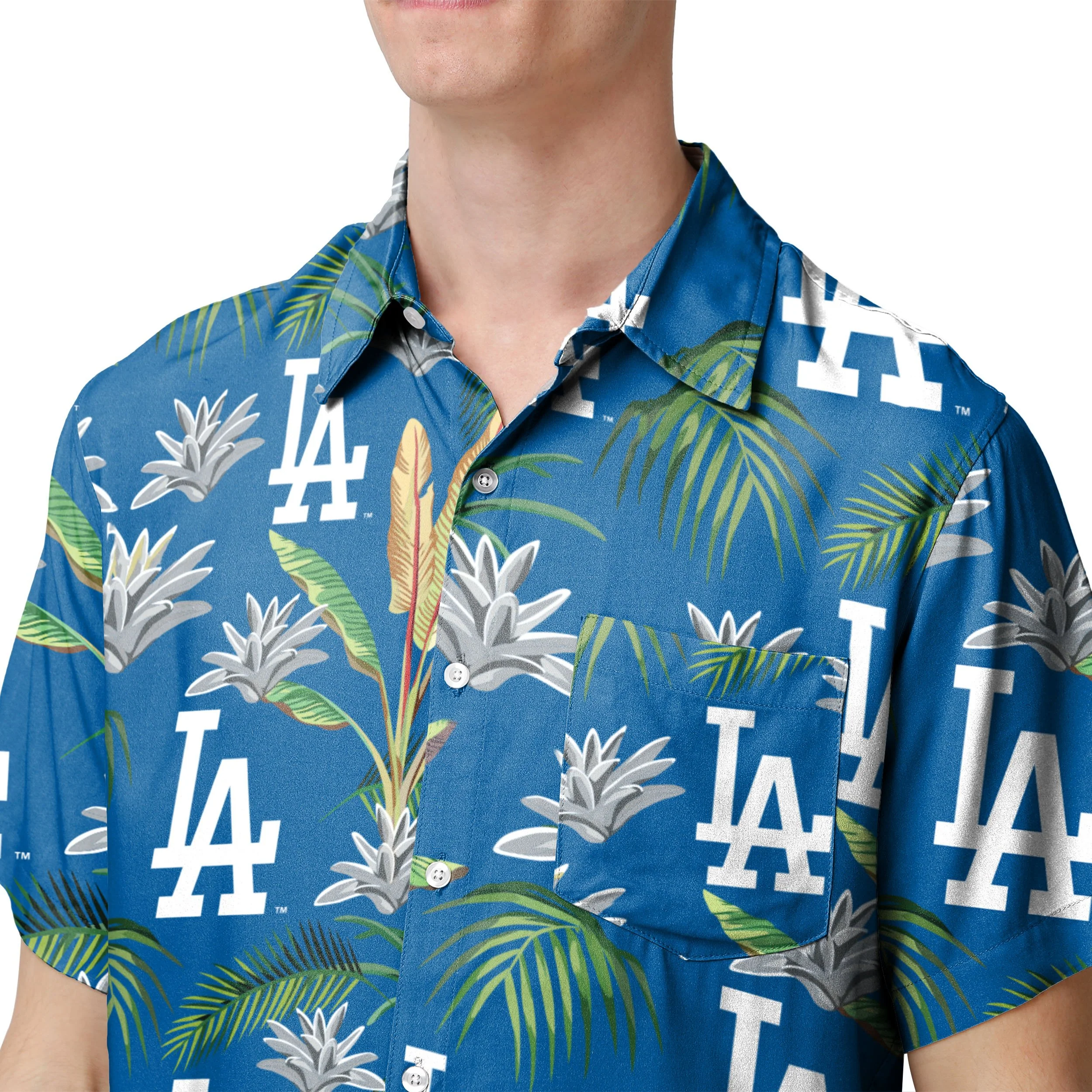Los Angeles Dodgers MLB Mens Victory Vacay Button Up Shirt - Image 4