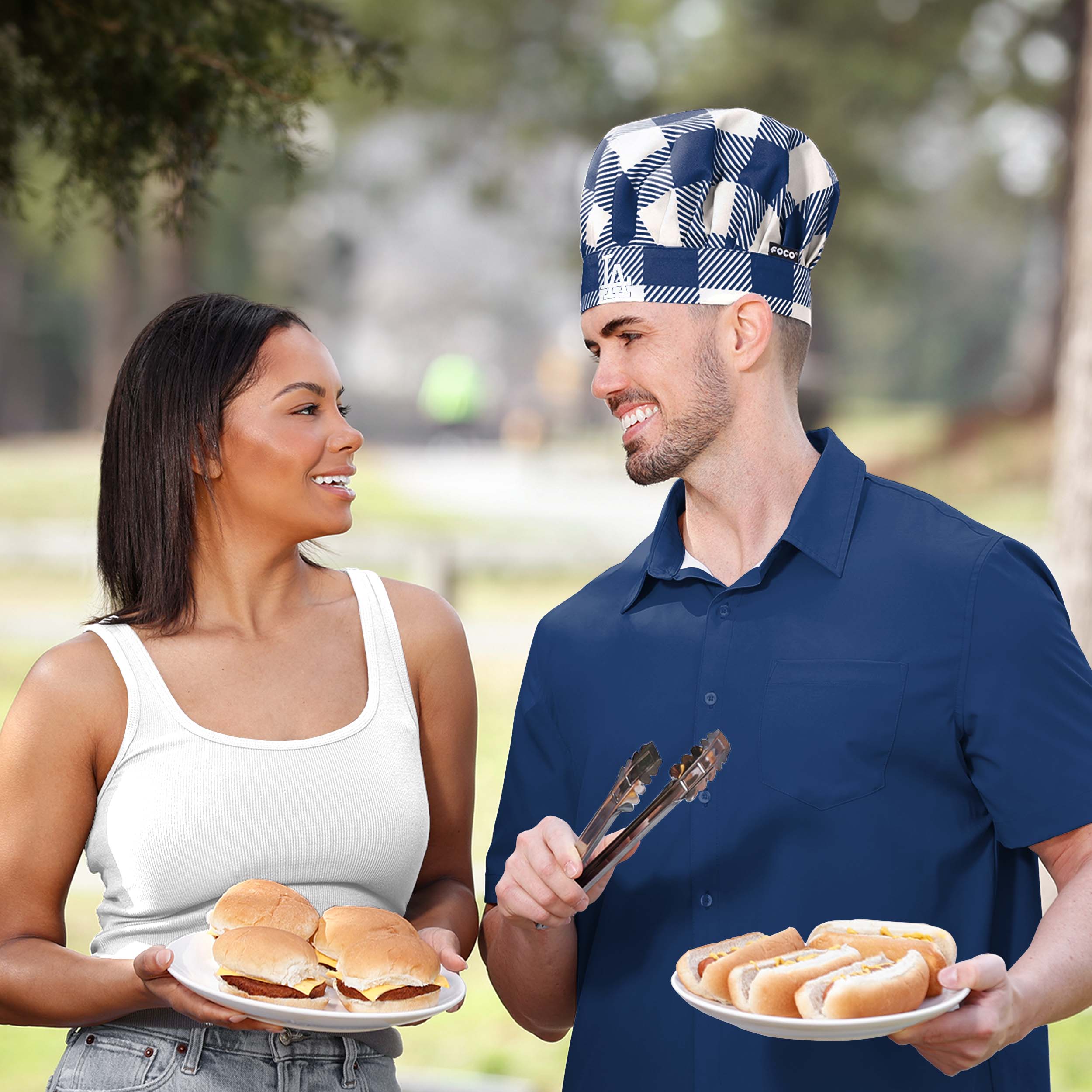 Los Angeles Dodgers MLB Plaid Chef Hat - Image 3