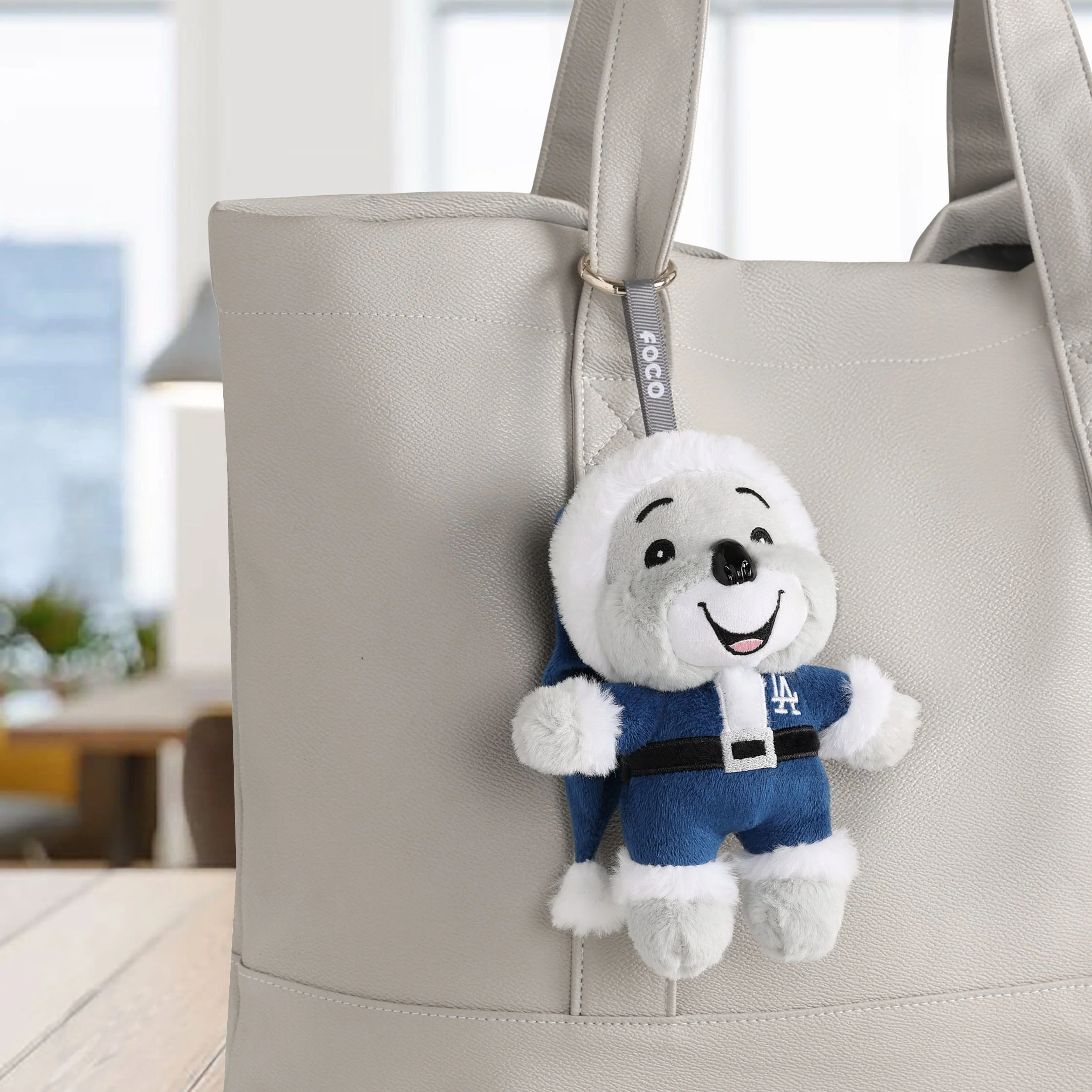 Los Angeles Dodgers MLB Plush Mascot Santa Bag Charm Keychain - Image 2