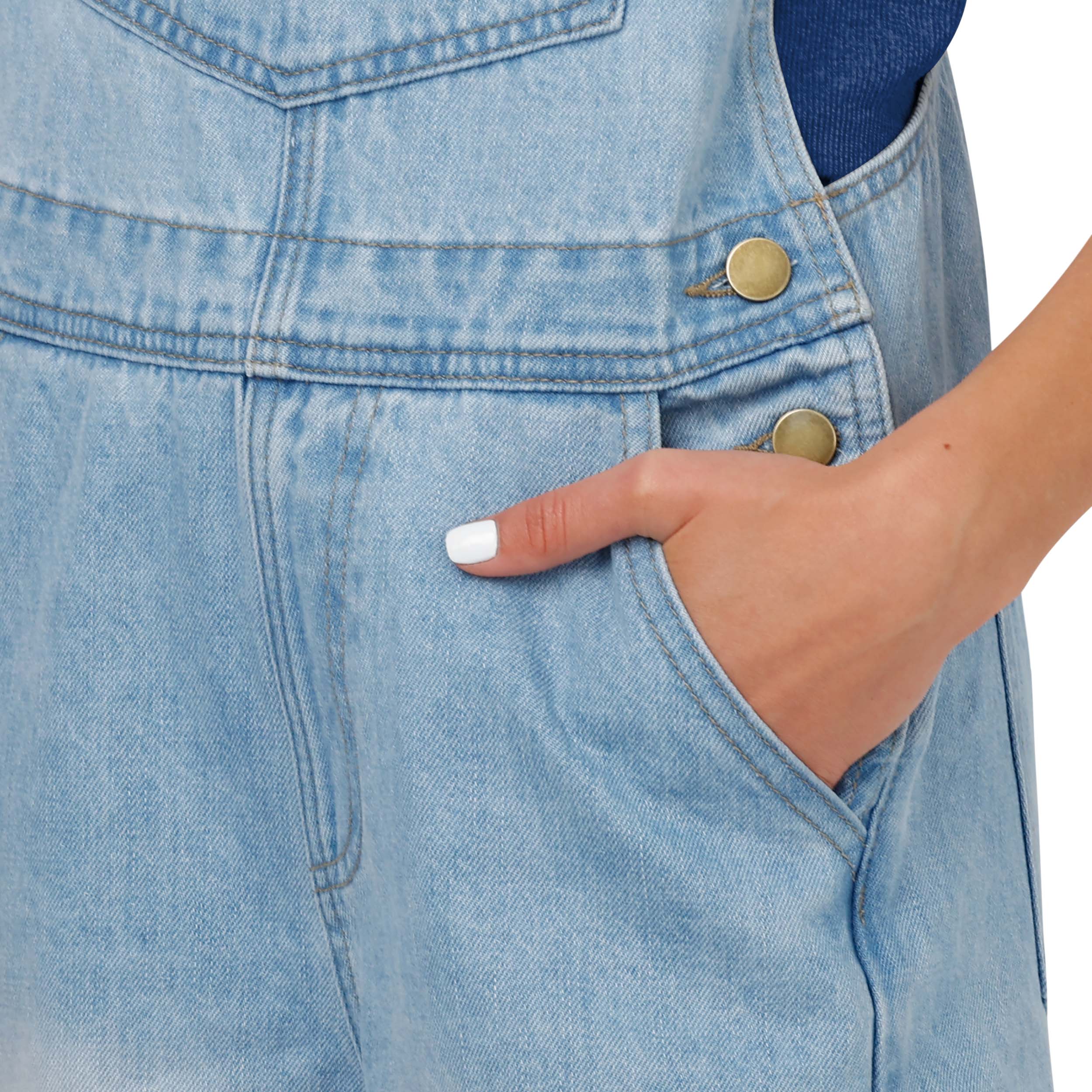 Los Angeles Dodgers MLB Womens Big Logo Denim Bib Shortalls - Image 4