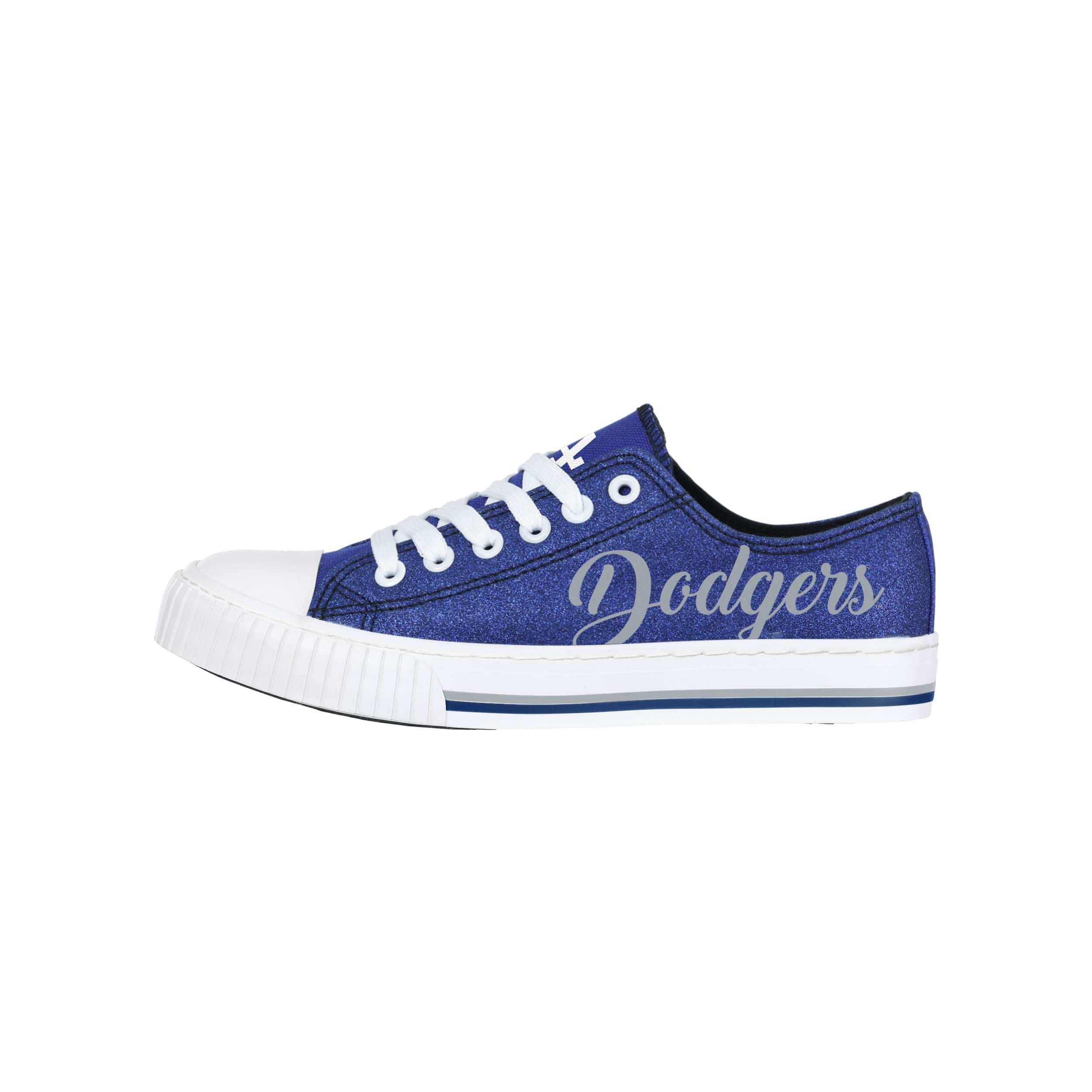 Los Angeles Dodgers MLB Womens Color Glitter Canvas Shoes - Image 2