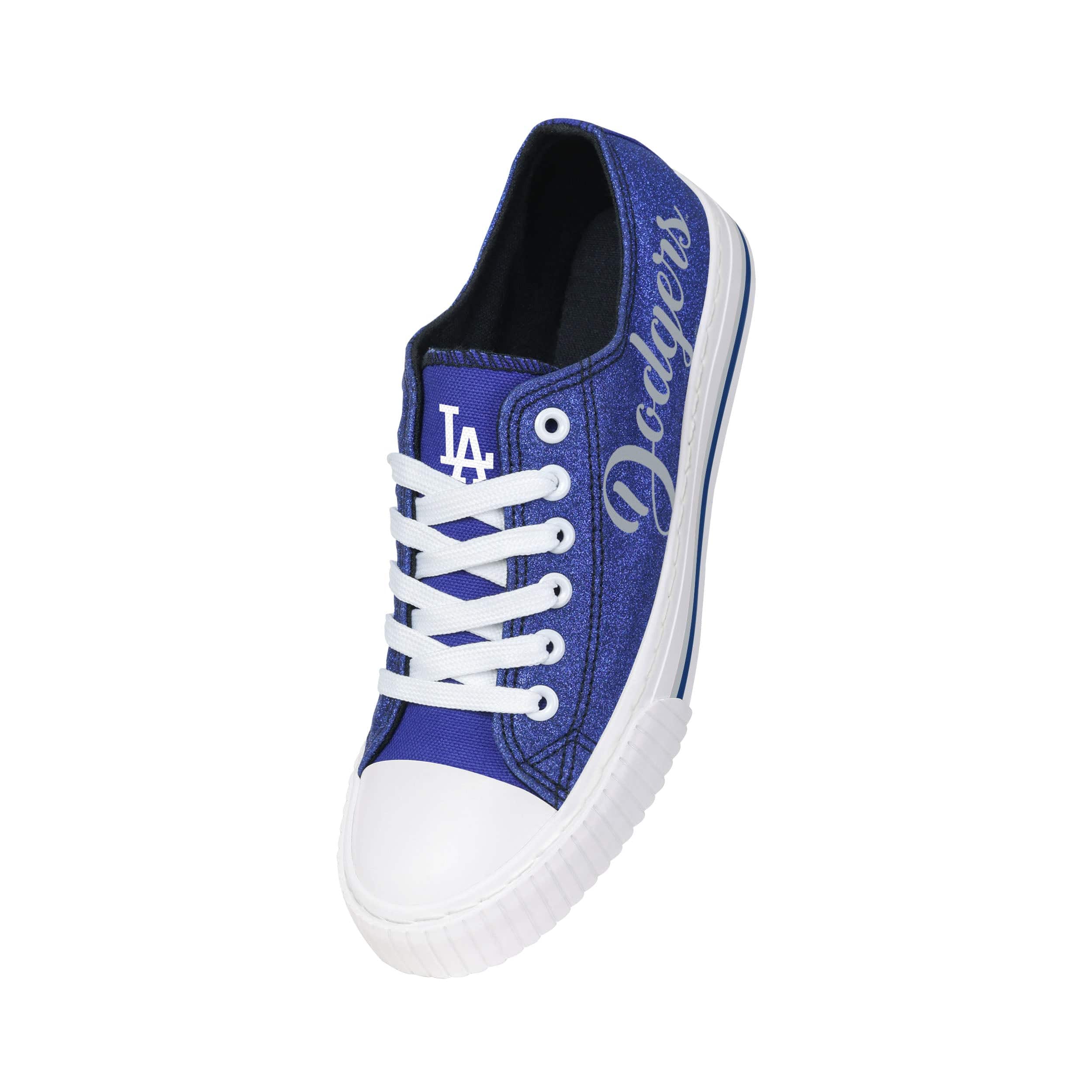 Los Angeles Dodgers MLB Womens Color Glitter Canvas Shoes - Image 3