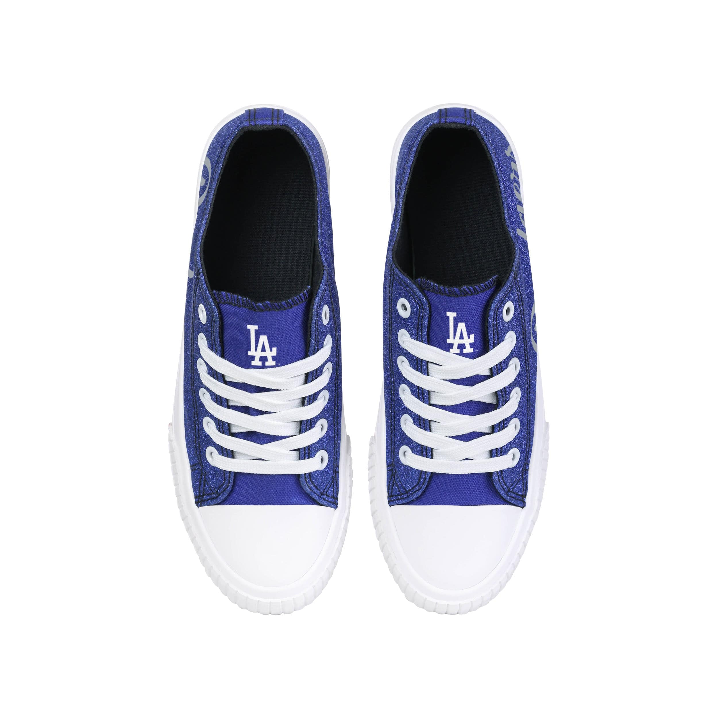 Los Angeles Dodgers MLB Womens Color Glitter Canvas Shoes - Image 4