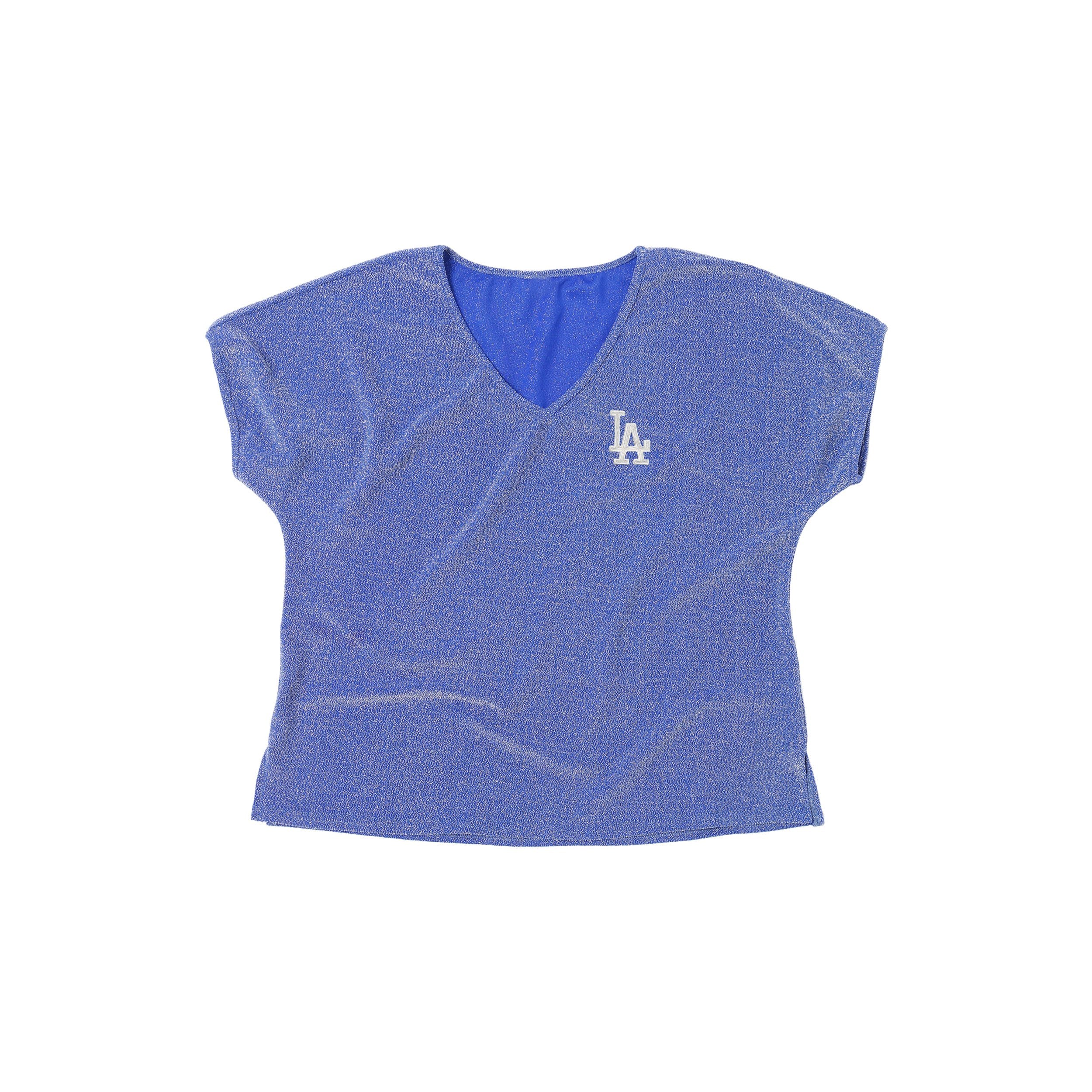 Los Angeles Dodgers MLB Womens Gametime Glitter V-Neck T-Shirt - Image 5